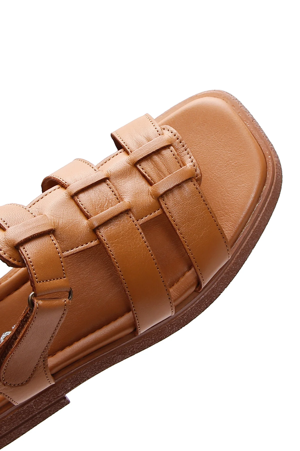 Kadın Taba Bilekten Bantlı Deri Comfort Sandalet - Image 8