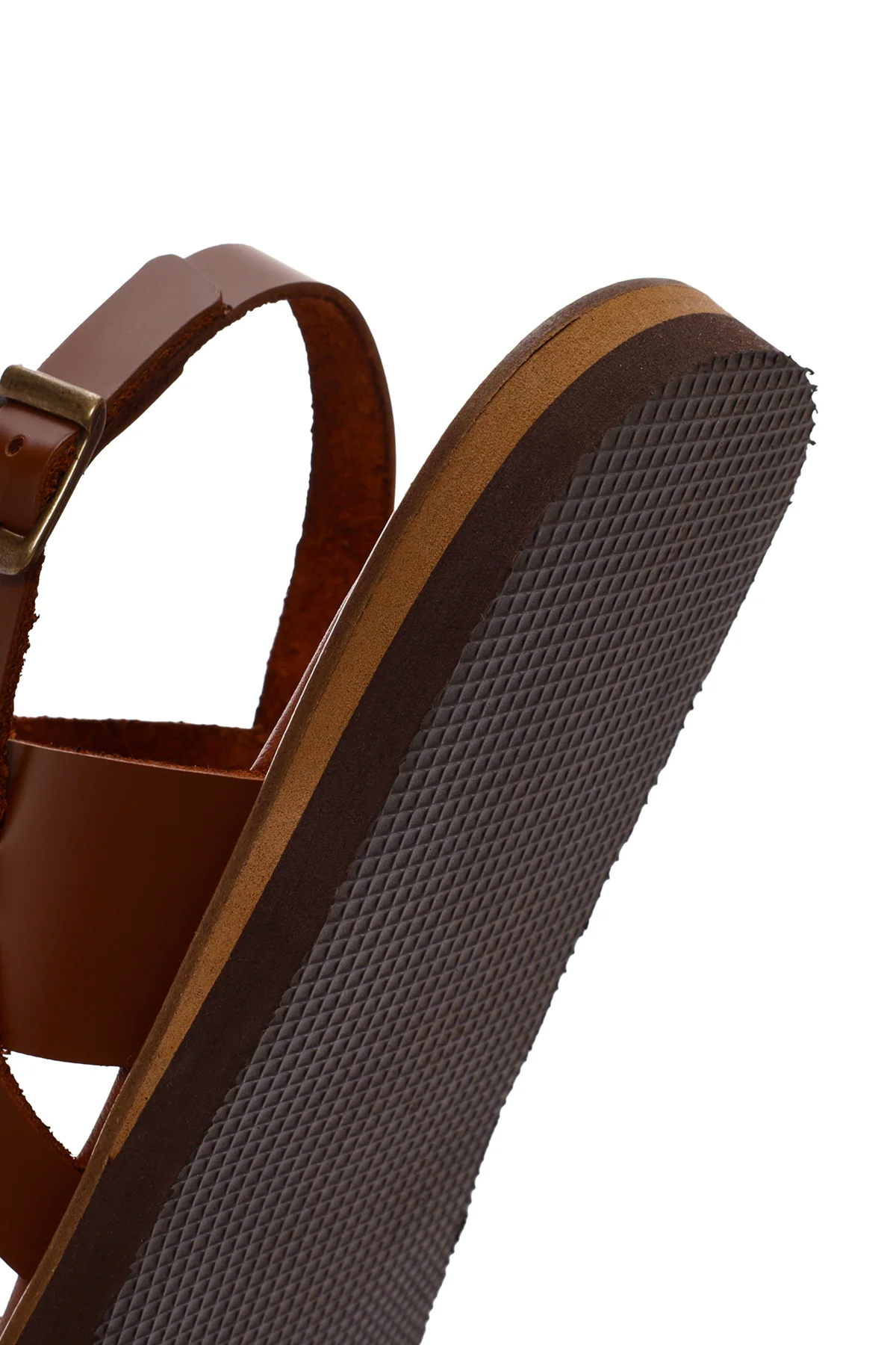 Kadın Taba Bilekten Bantlı Deri Comfort Sandalet - Image 9