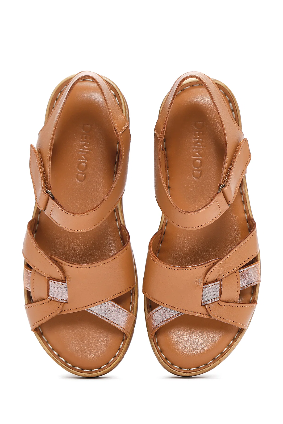 Kadın Taba Bilekten Bantlı Deri Comfort Sandalet - Image 7