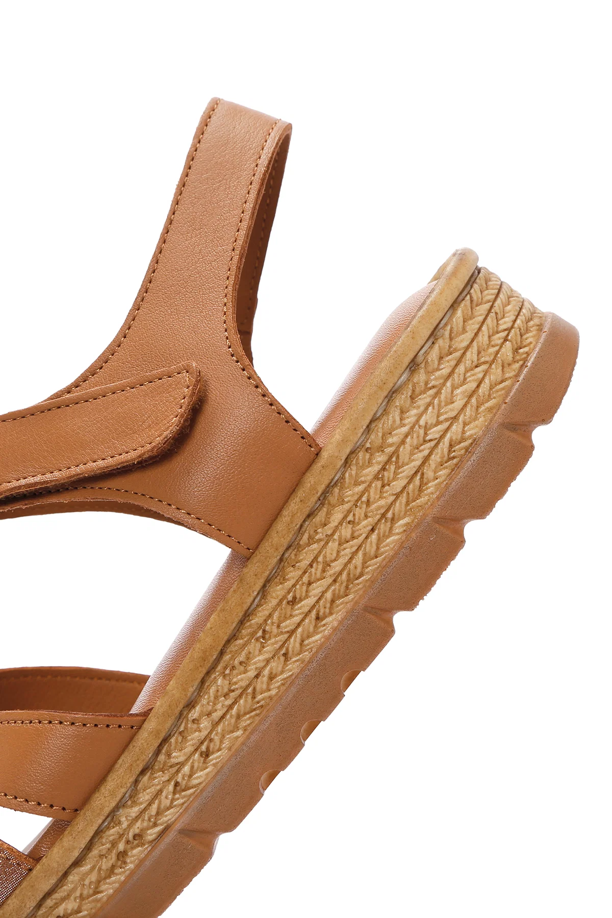 Kadın Taba Bilekten Bantlı Deri Comfort Sandalet - Image 8