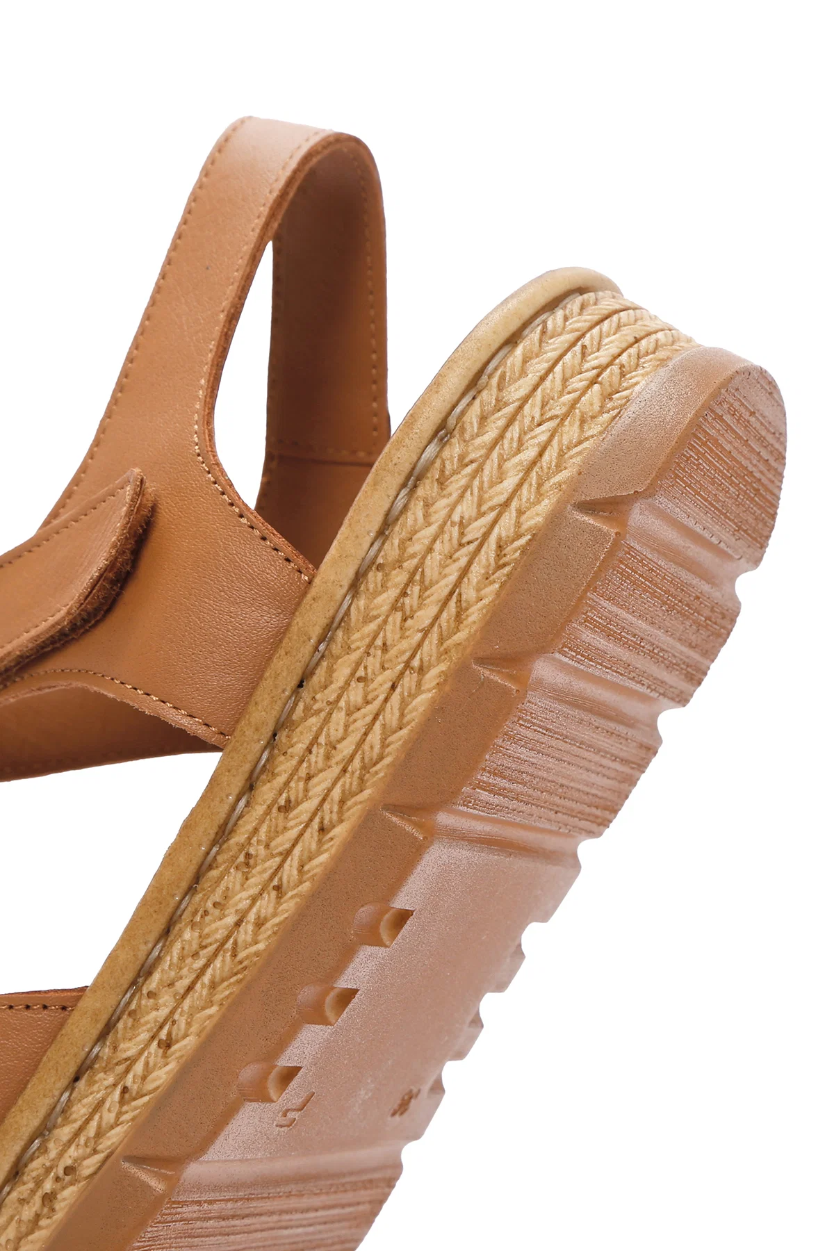 Kadın Taba Bilekten Bantlı Deri Comfort Sandalet - Image 9