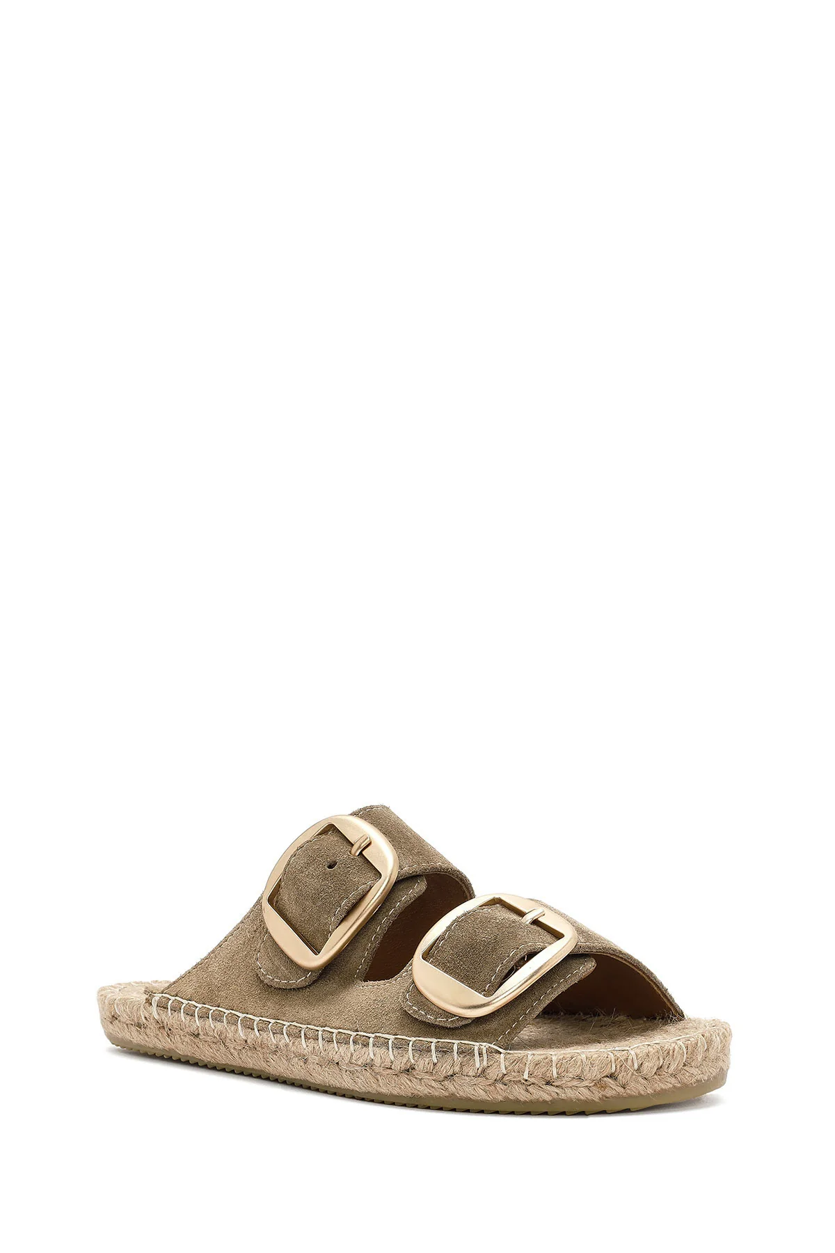 Kadın Taba Çift Tokalı Süet Deri Espadril - Image 6