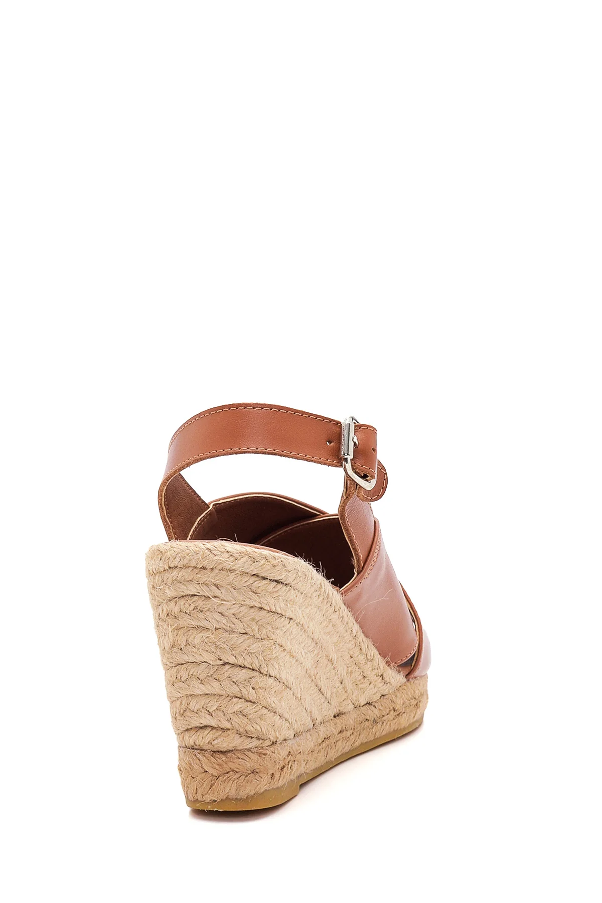Kadın Taba Deri Dolgu Topuk Espadril - Image 3