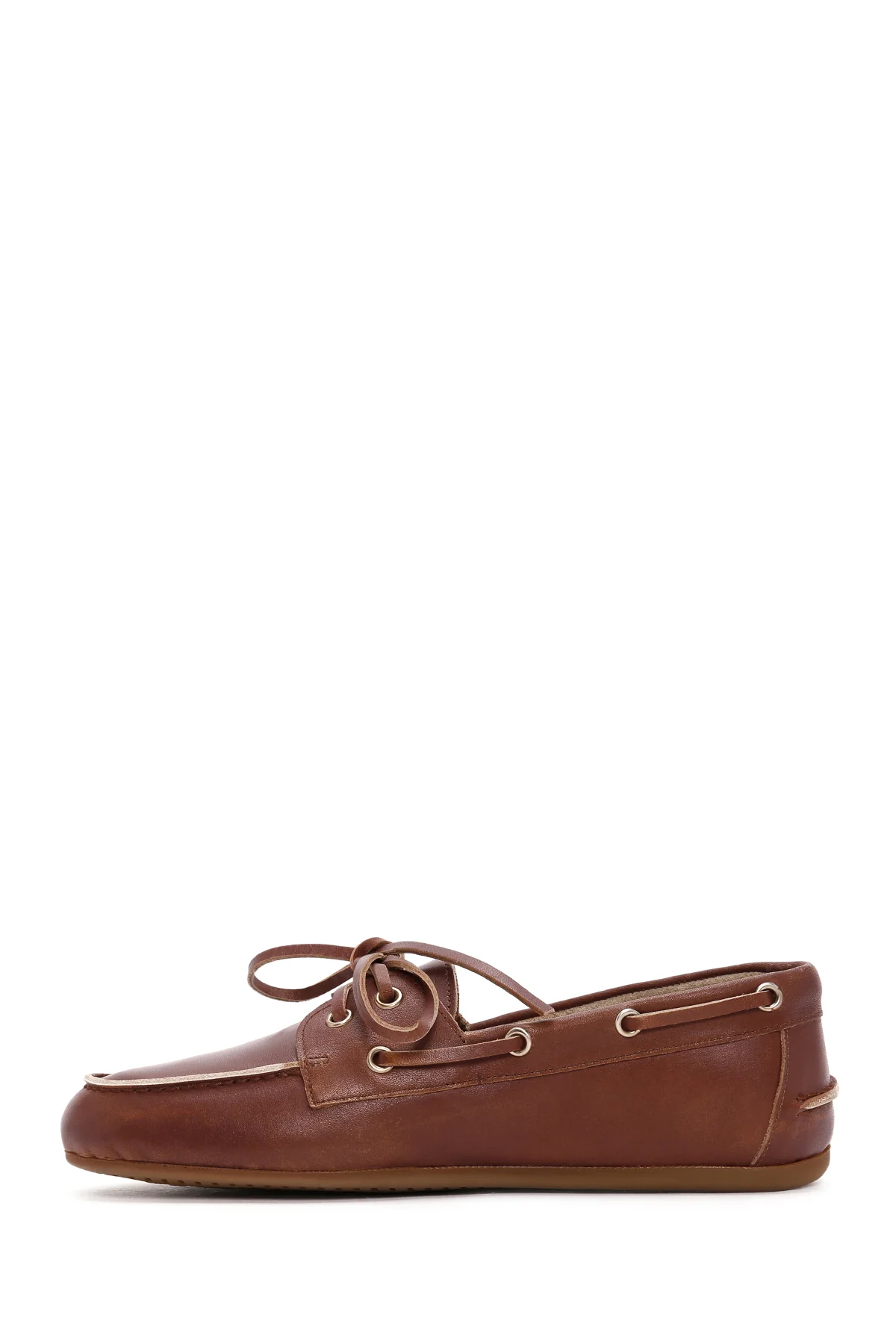 Kadın Taba Deri Maskülen Loafer - Image 2