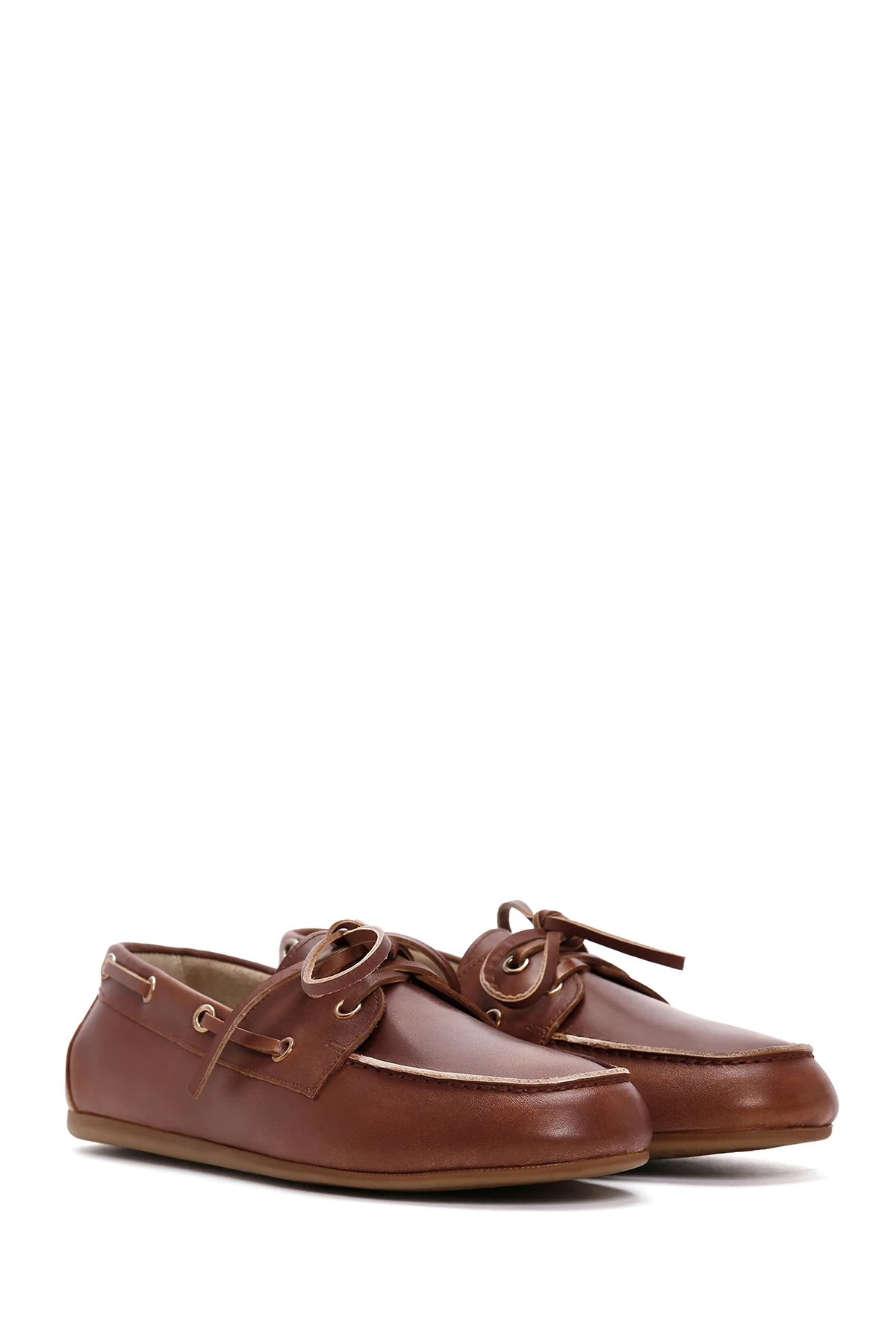 Kadın Taba Deri Maskülen Loafer - Image 3