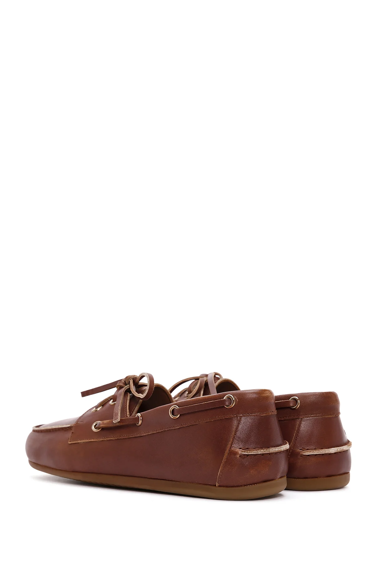 Kadın Taba Deri Maskülen Loafer - Image 5