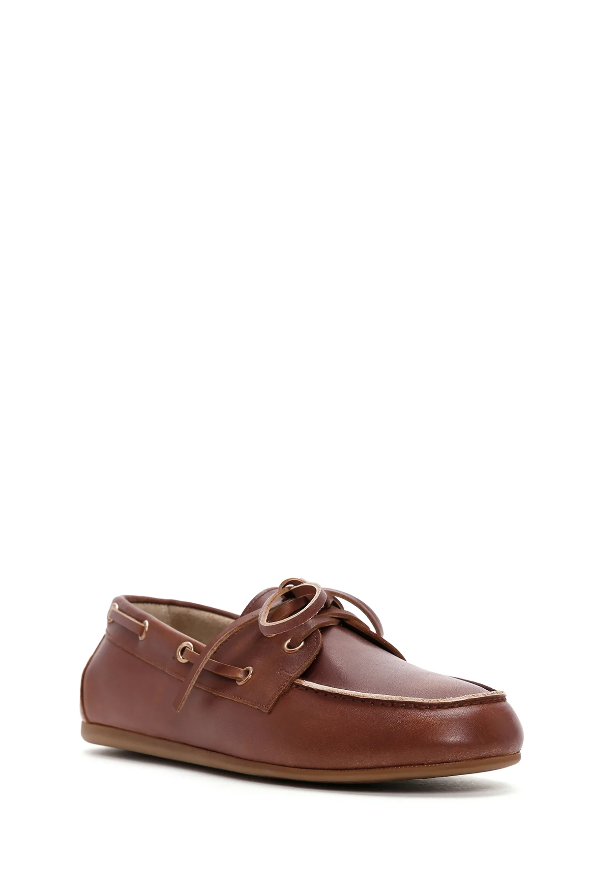 Kadın Taba Deri Maskülen Loafer - Image 6