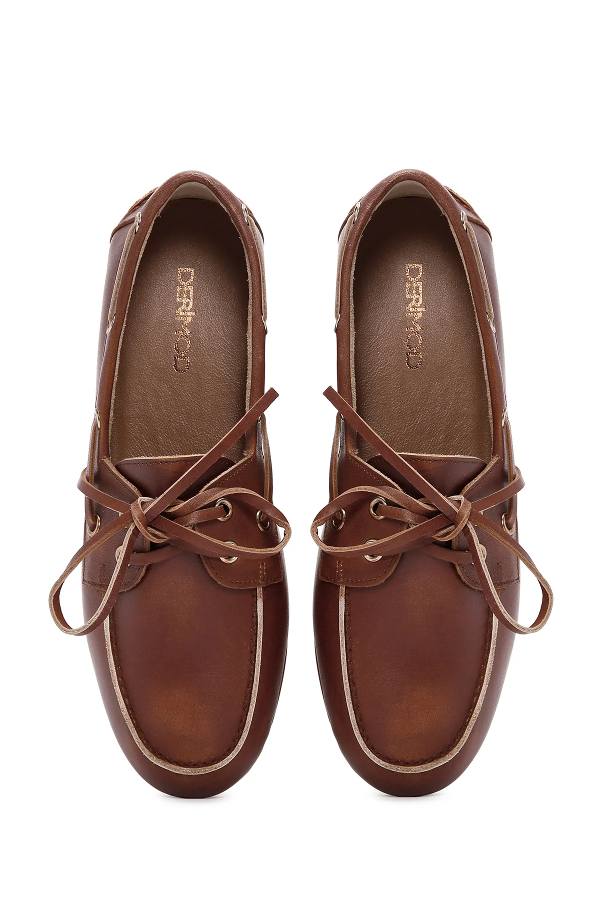 Kadın Taba Deri Maskülen Loafer - Image 7