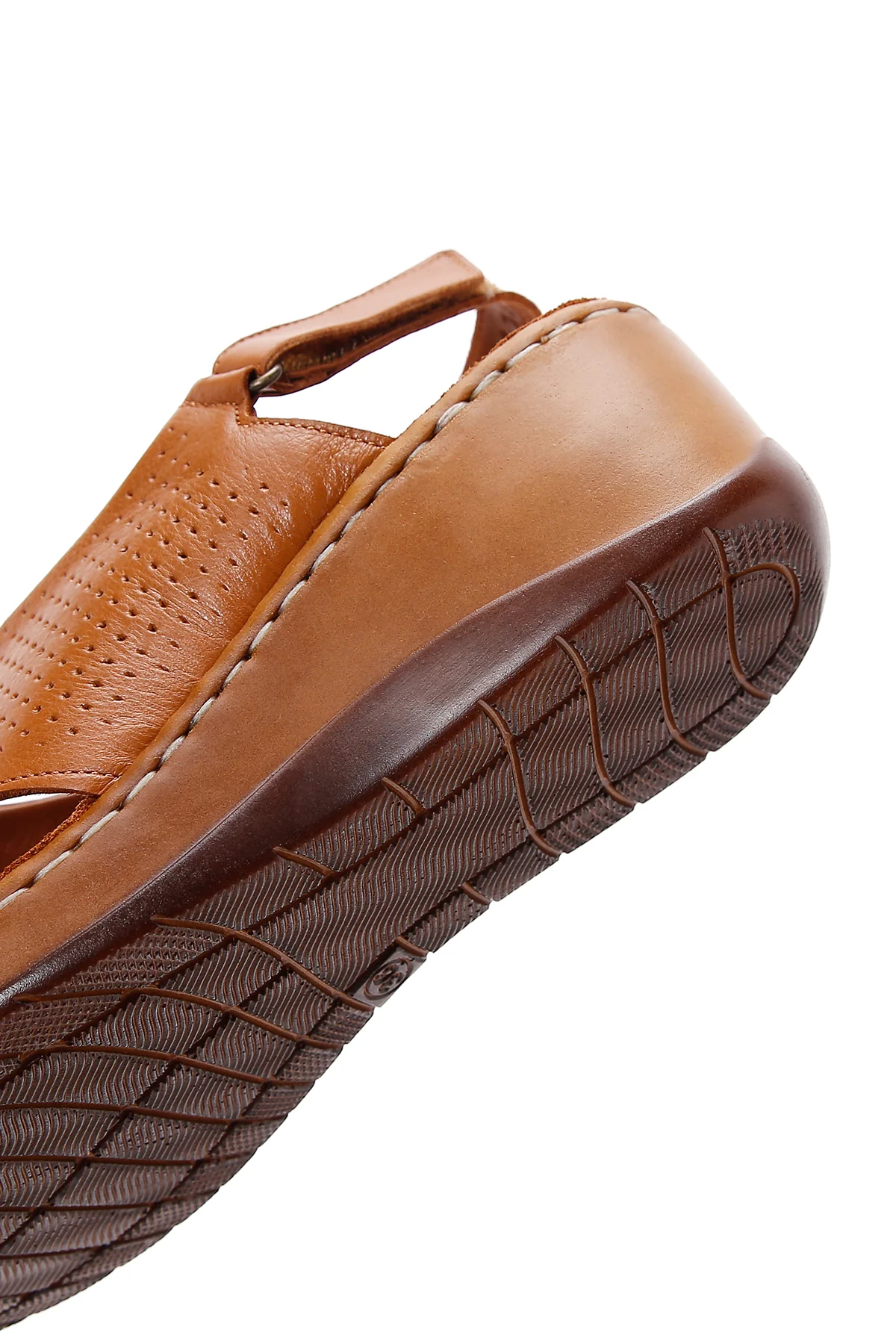 Kadın Taba Dolgu Topuklu Bilekten Bantlı Deri Comfort Sandalet - Image 7