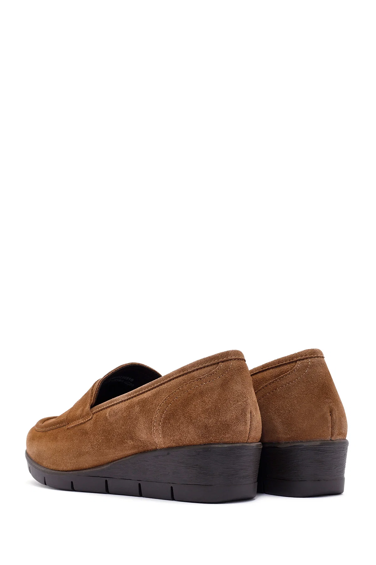 Kadın Taba Dolgu Topuklu Süet Deri Comfort Loafer - Image 5