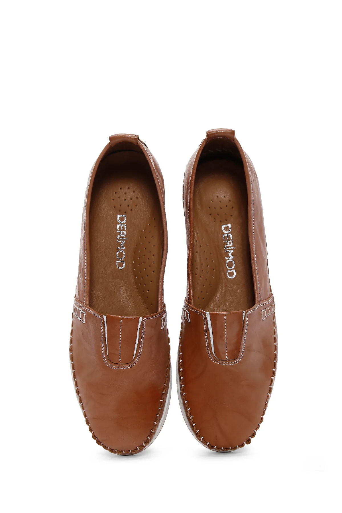 Kadın Taba Kalın Tabanlı Deri Comfort Loafer - Image 6