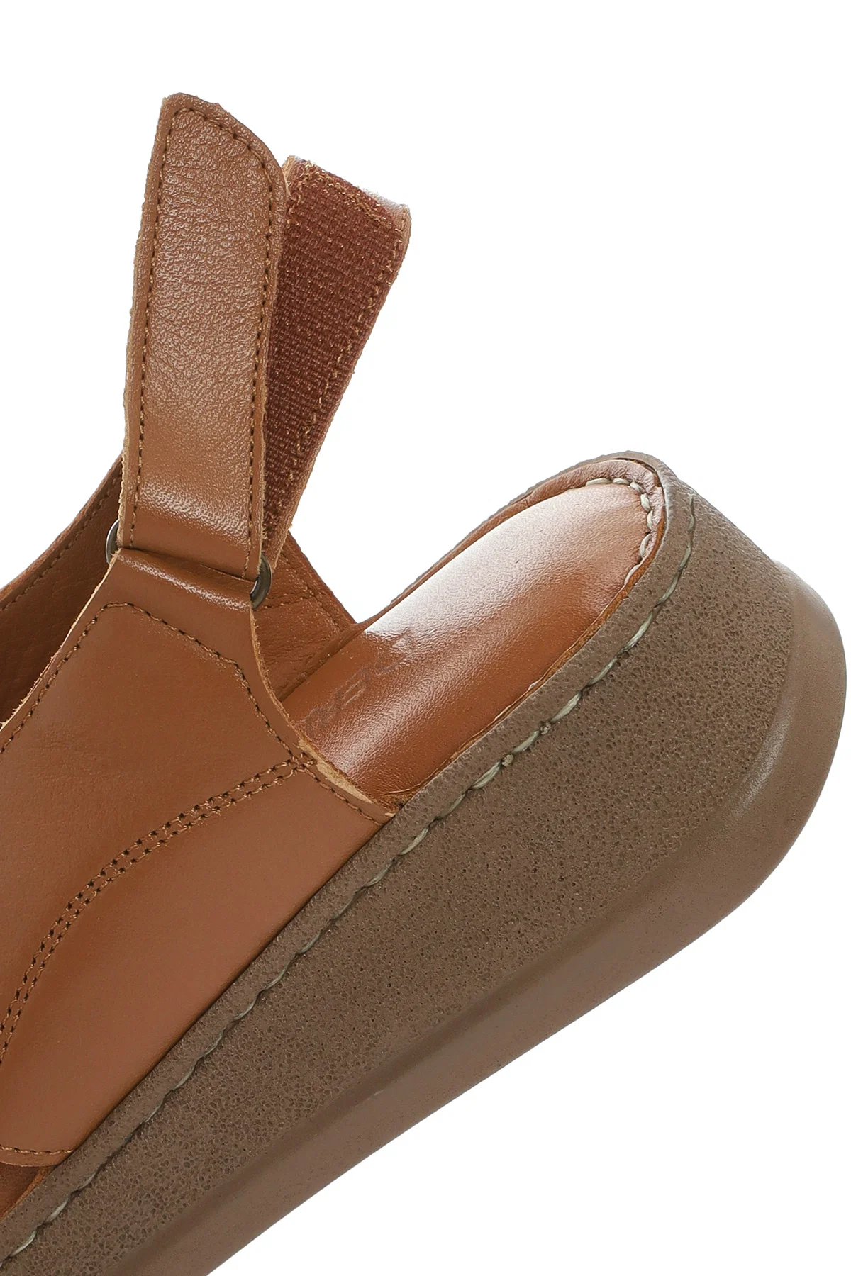 Kadın Taba Kalın Tabanlı Deri Comfort Sandalet - Image 10
