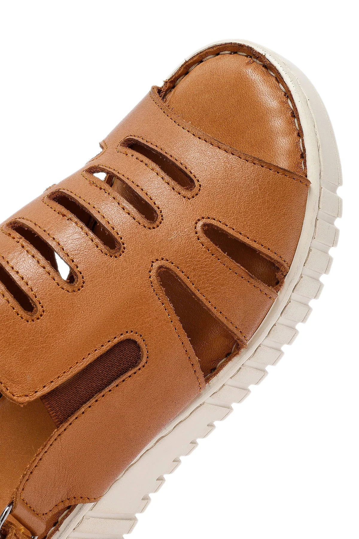 Kadın Taba Kalın Tabanlı Deri Comfort Sandalet - Image 10