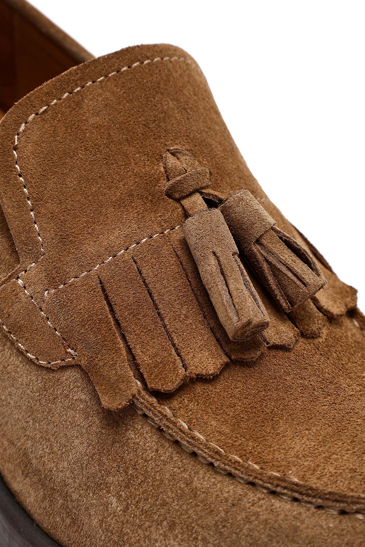 Kadın Taba Kalın Topuklu Süet Deri Maskülen Loafer - Image 11