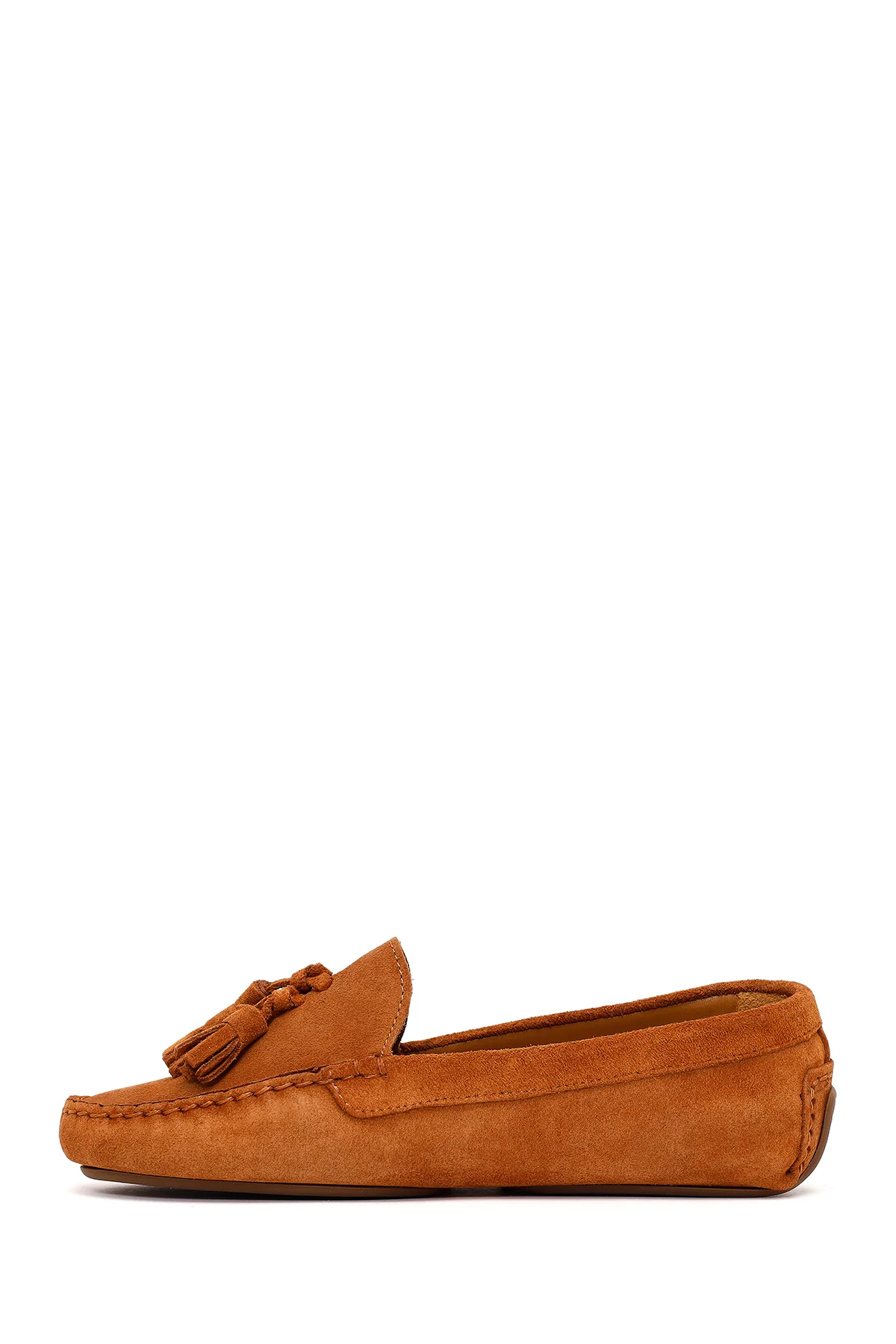 Kadın Taba Püsküllü Süet Deri Loafer - Image 3