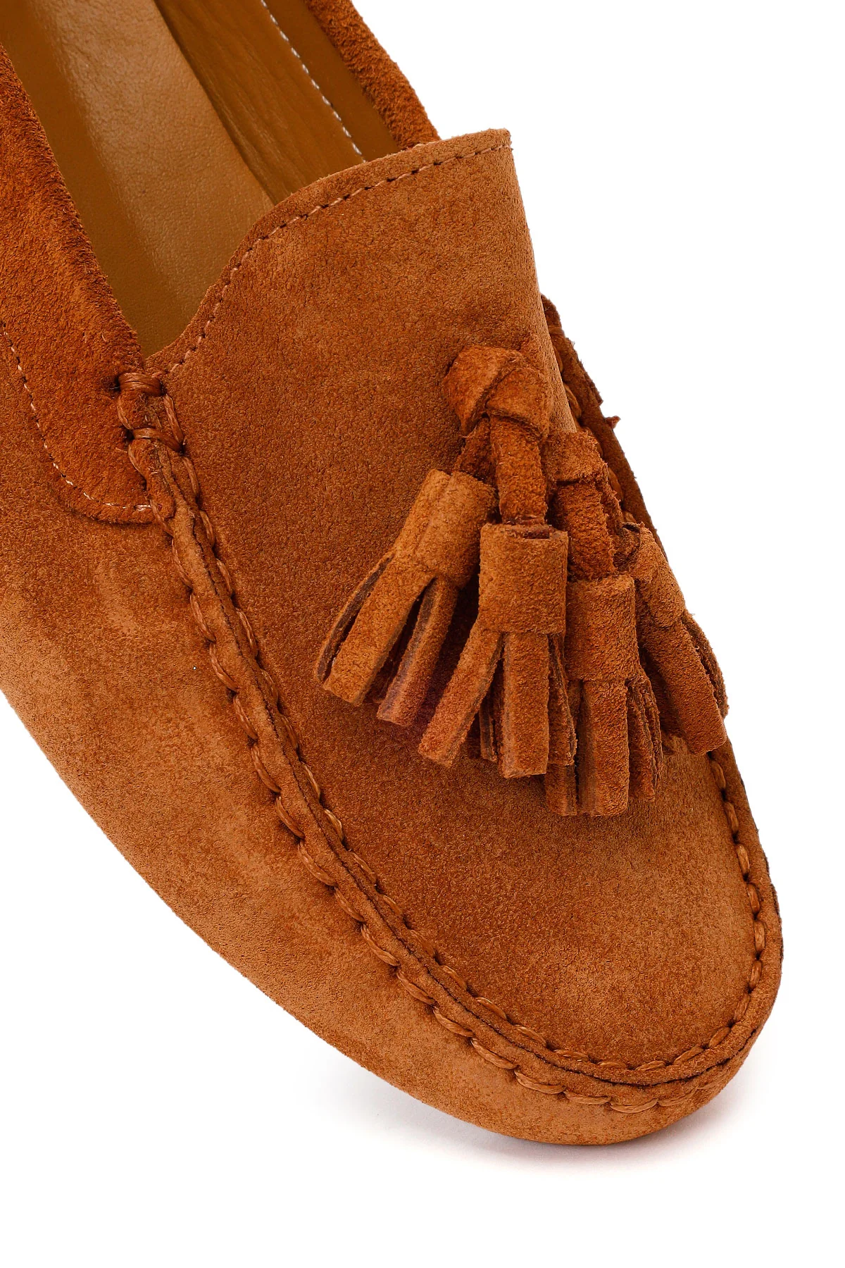 Kadın Taba Püsküllü Süet Deri Loafer - Image 9