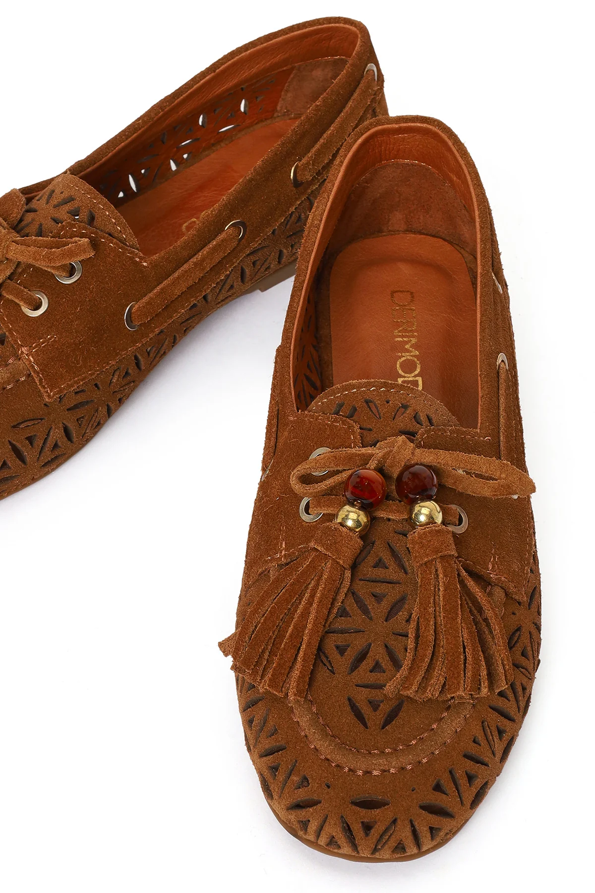 Kadın Taba Püsküllü Süet Deri Loafer - Image 10