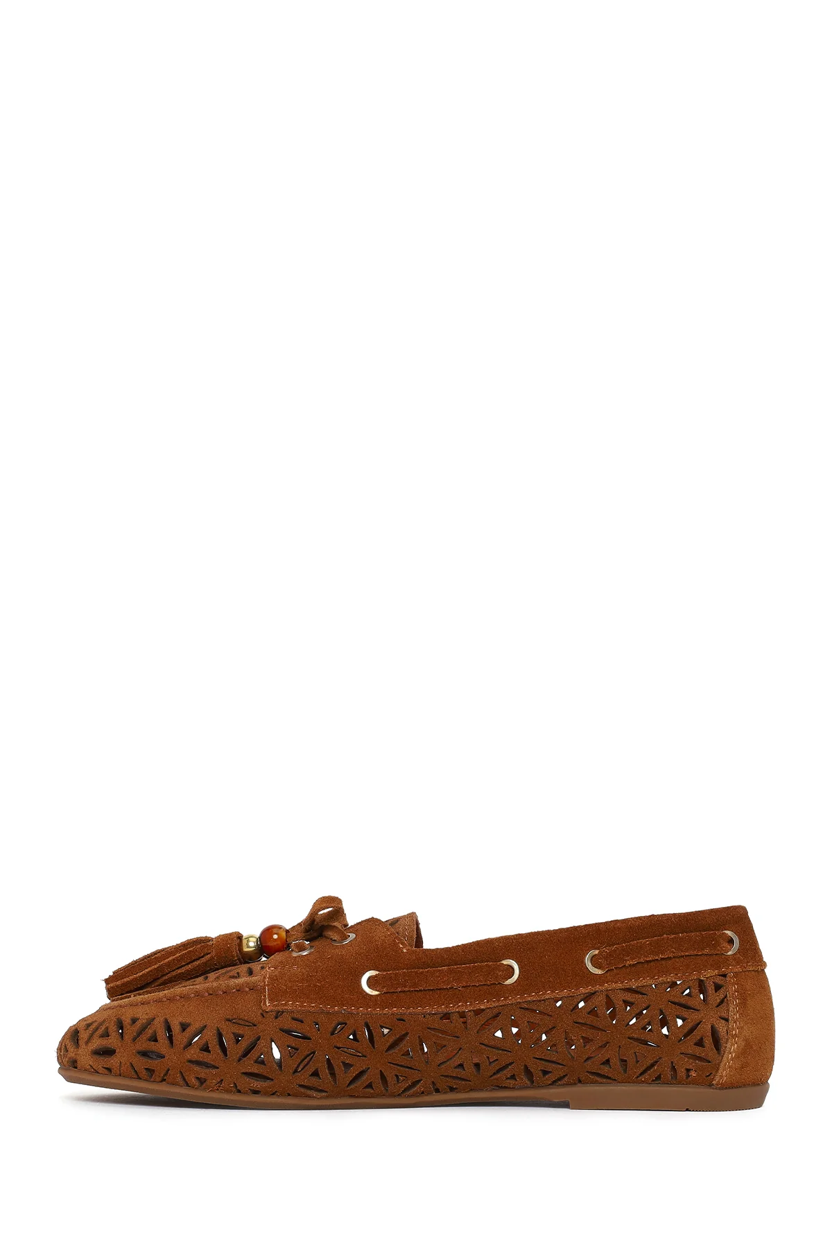 Kadın Taba Püsküllü Süet Deri Loafer - Image 3