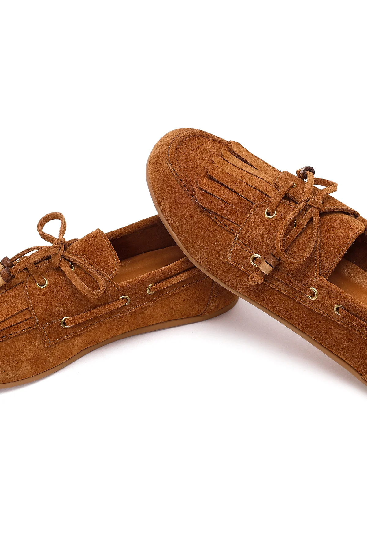 Kadın Taba Püsküllü Süet Deri Loafer - Image 10