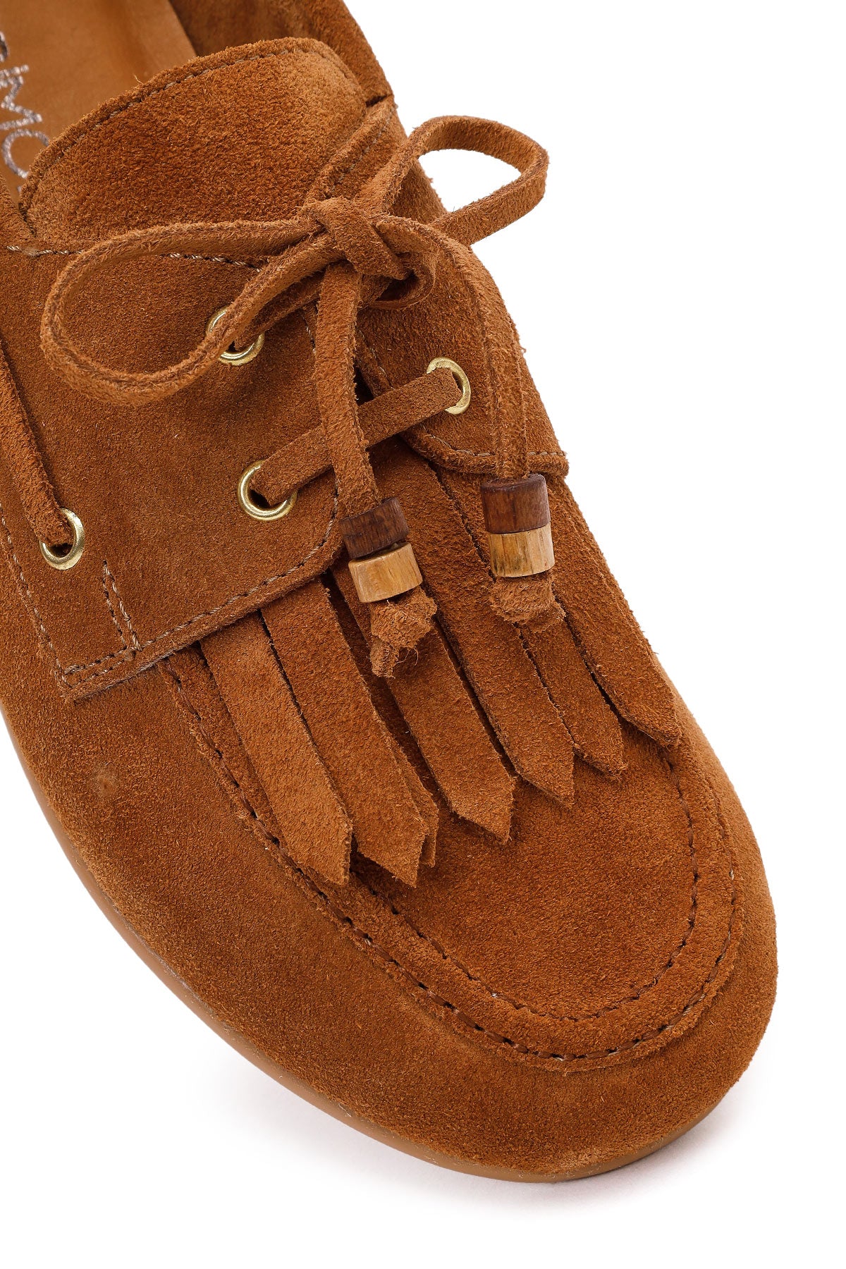 Kadın Taba Püsküllü Süet Deri Loafer - Image 9
