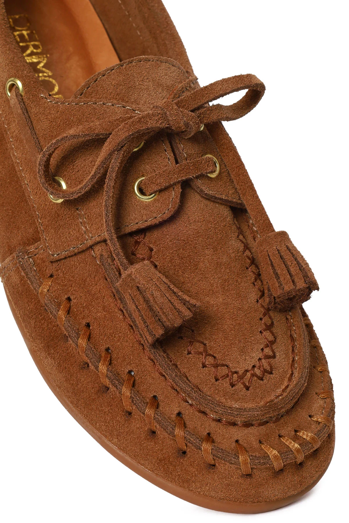 Kadın Taba Püsküllü Süet Deri Loafer - Image 10
