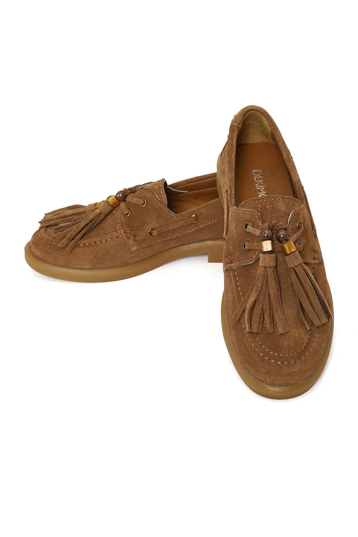 Kadın Taba Püsküllü Süet Deri Loafer - Image 10