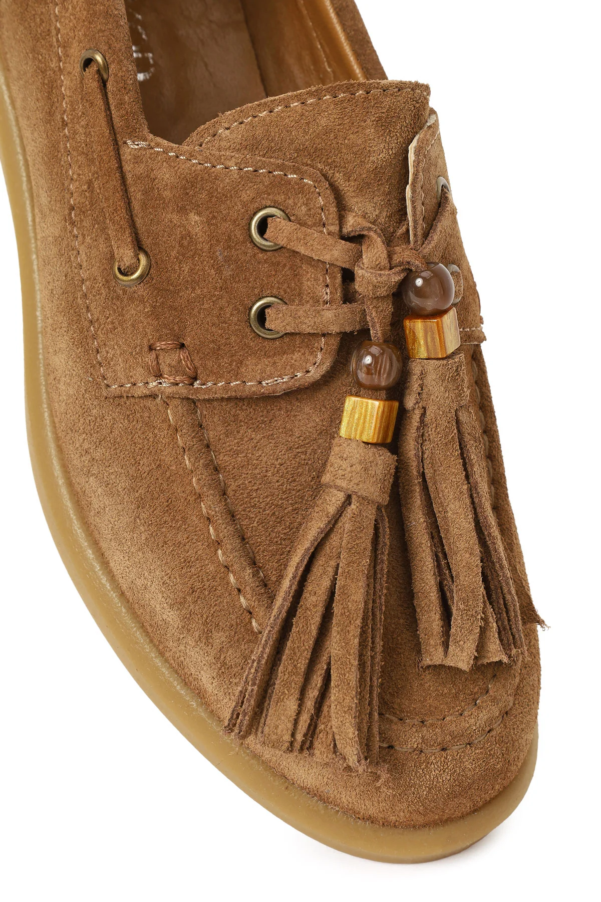 Kadın Taba Püsküllü Süet Deri Loafer - Image 12