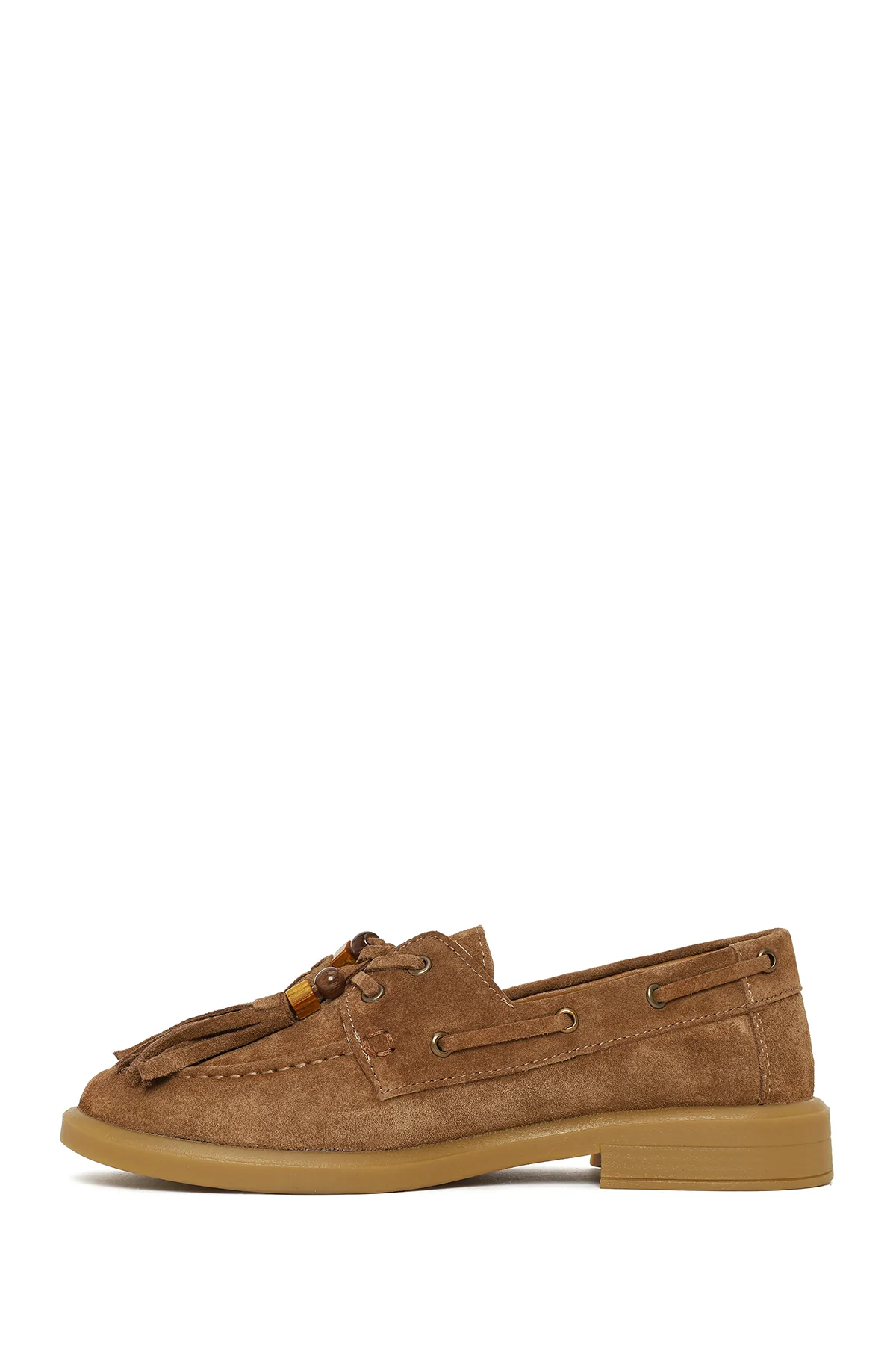 Kadın Taba Püsküllü Süet Deri Loafer - Image 4