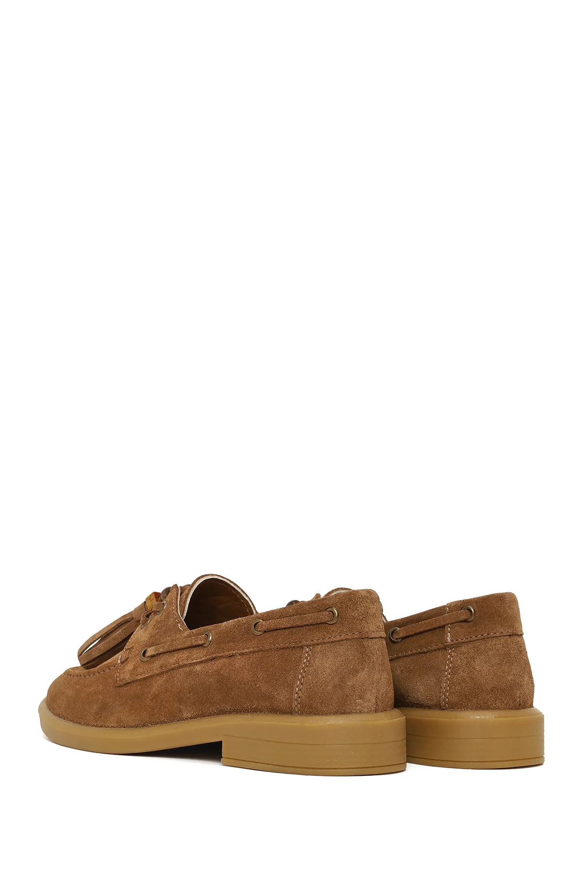 Kadın Taba Püsküllü Süet Deri Loafer - Image 8