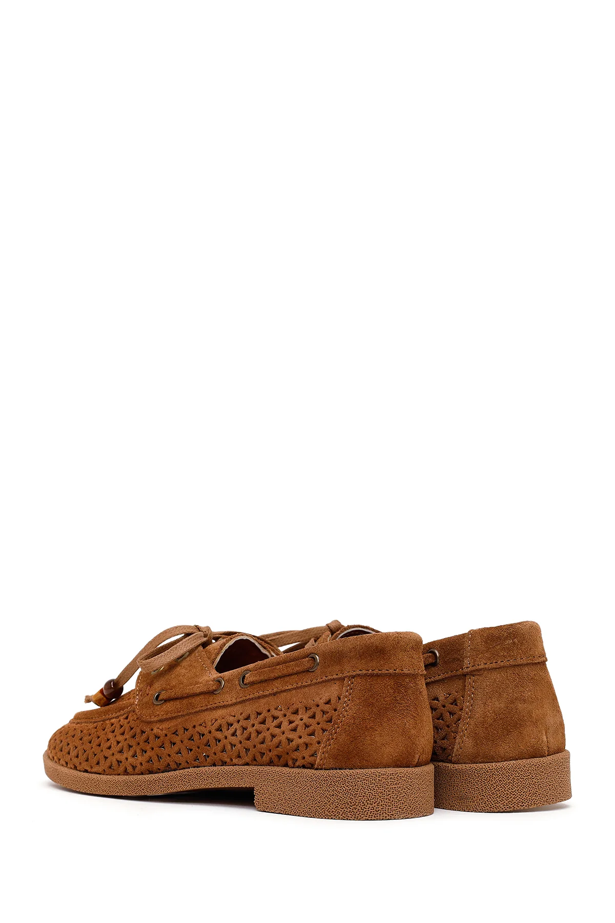 Kadın Taba Püsküllü Süet Deri Loafer - Image 6