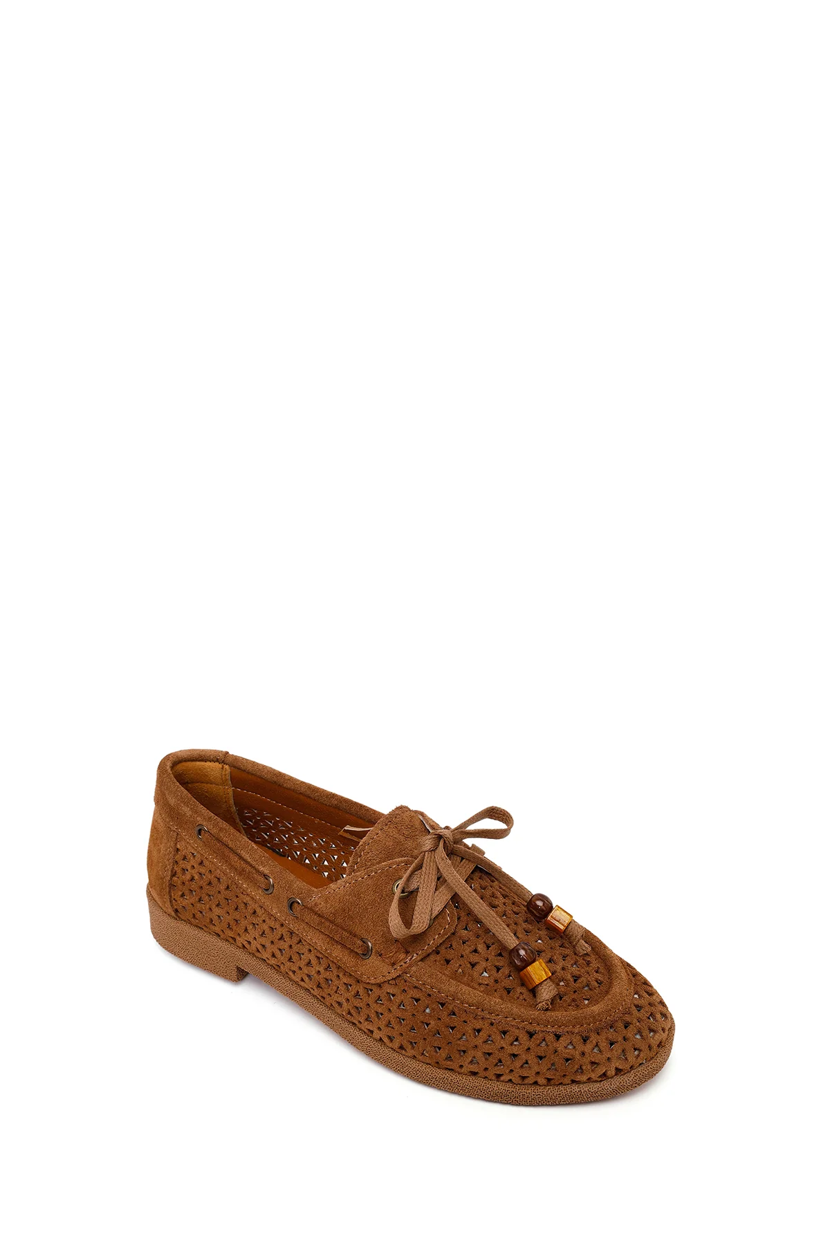 Kadın Taba Püsküllü Süet Deri Loafer - Image 7