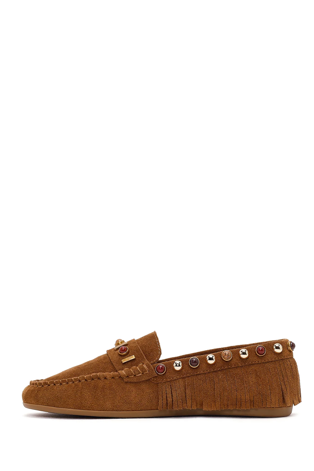 Kadın Taba Püsküllü Süet Deri Loafer - Image 3