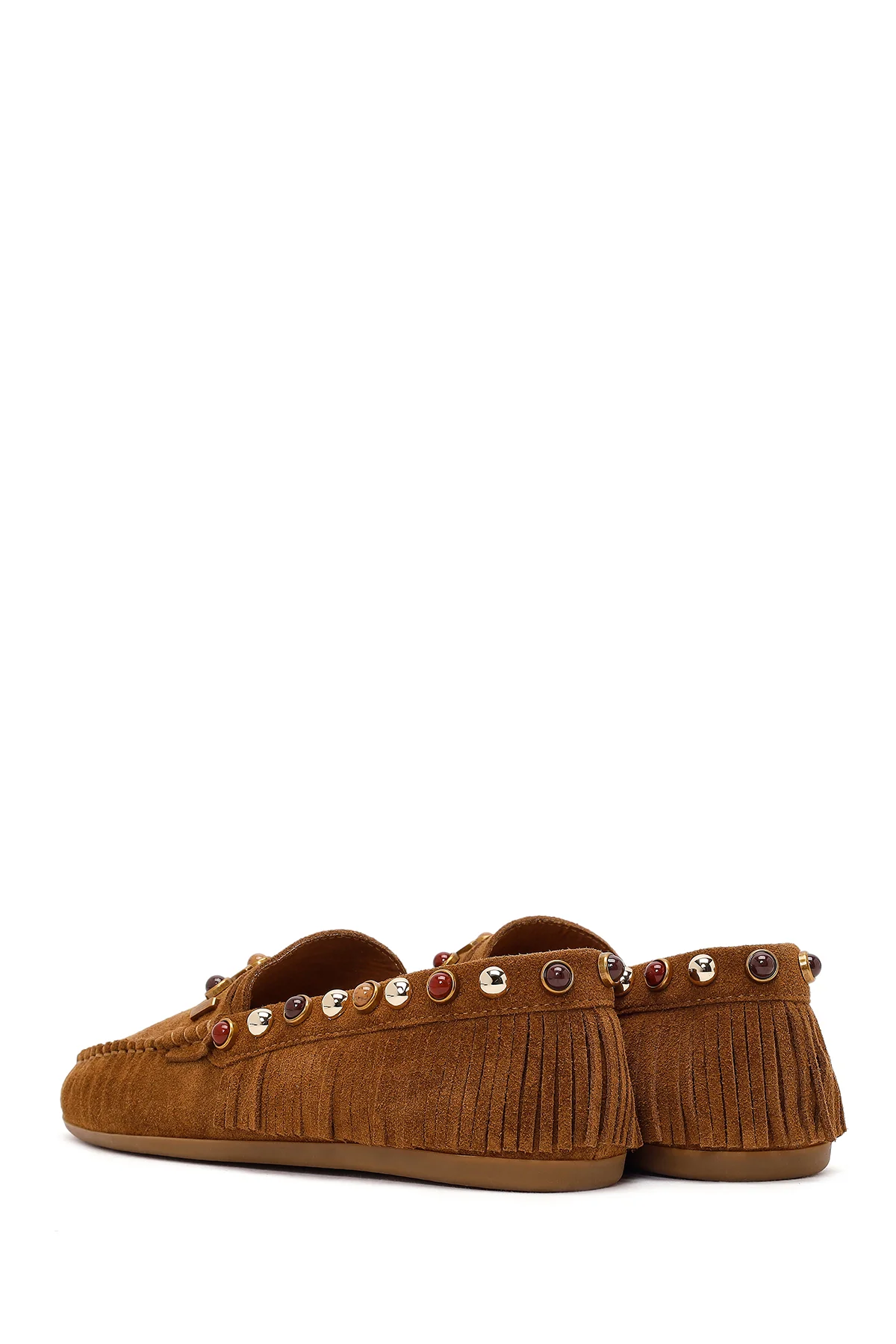 Kadın Taba Püsküllü Süet Deri Loafer - Image 6