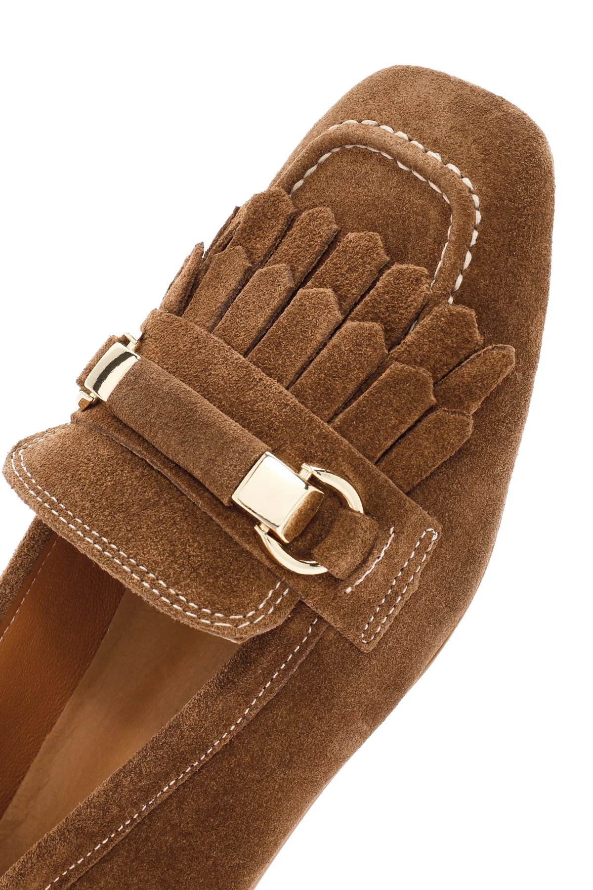 Kadın Taba Püsküllü Süet Deri Maskülen Loafer - Image 9