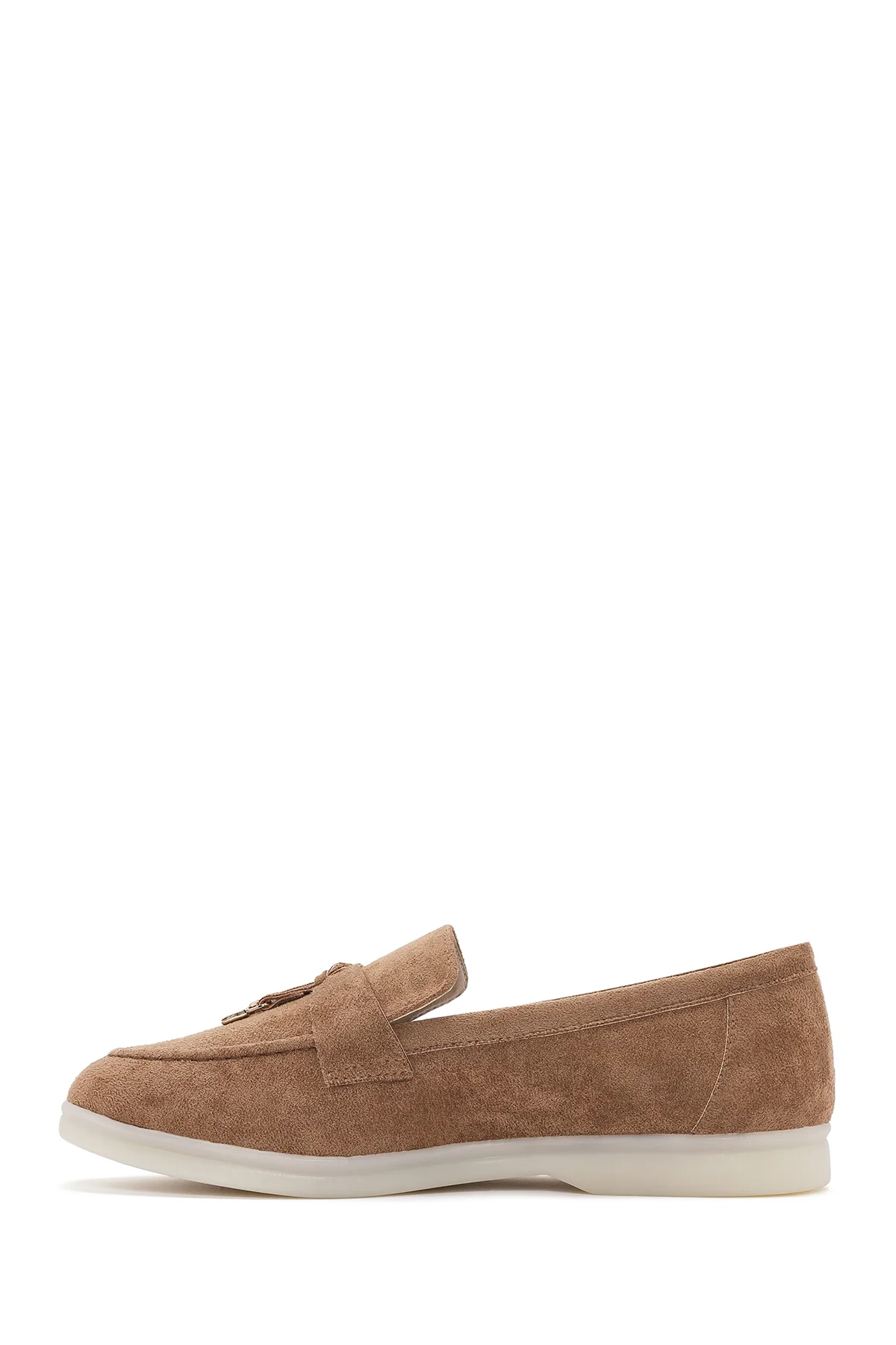 Kadın Taba Püsküllü Süet Maskülen Loafer - Image 2