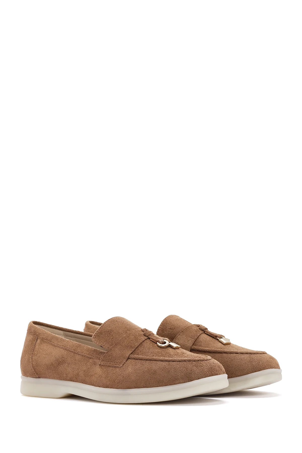 Kadın Taba Püsküllü Süet Maskülen Loafer - Image 3