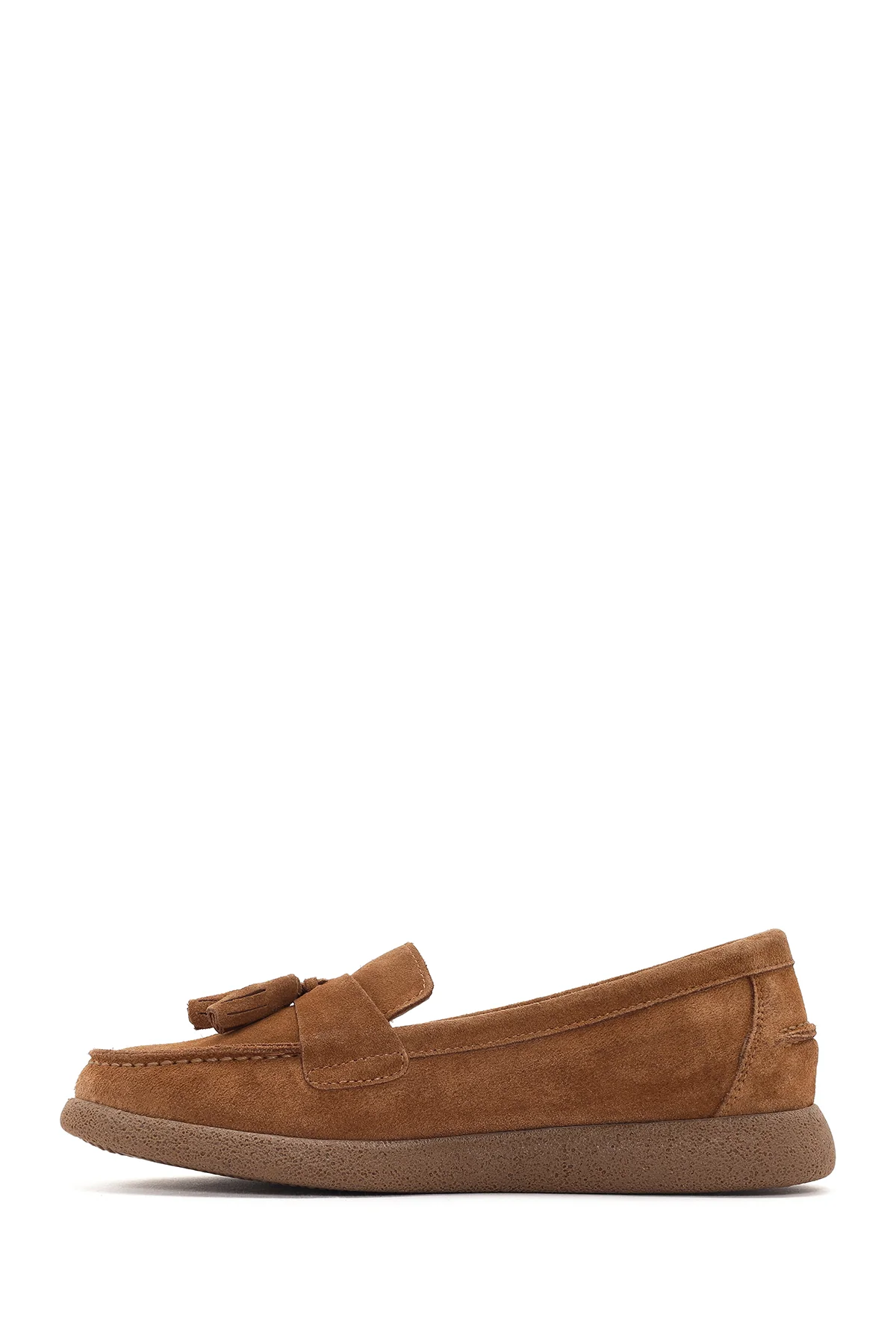 Kadın Taba Süet Deri Comfort Loafer - Image 2