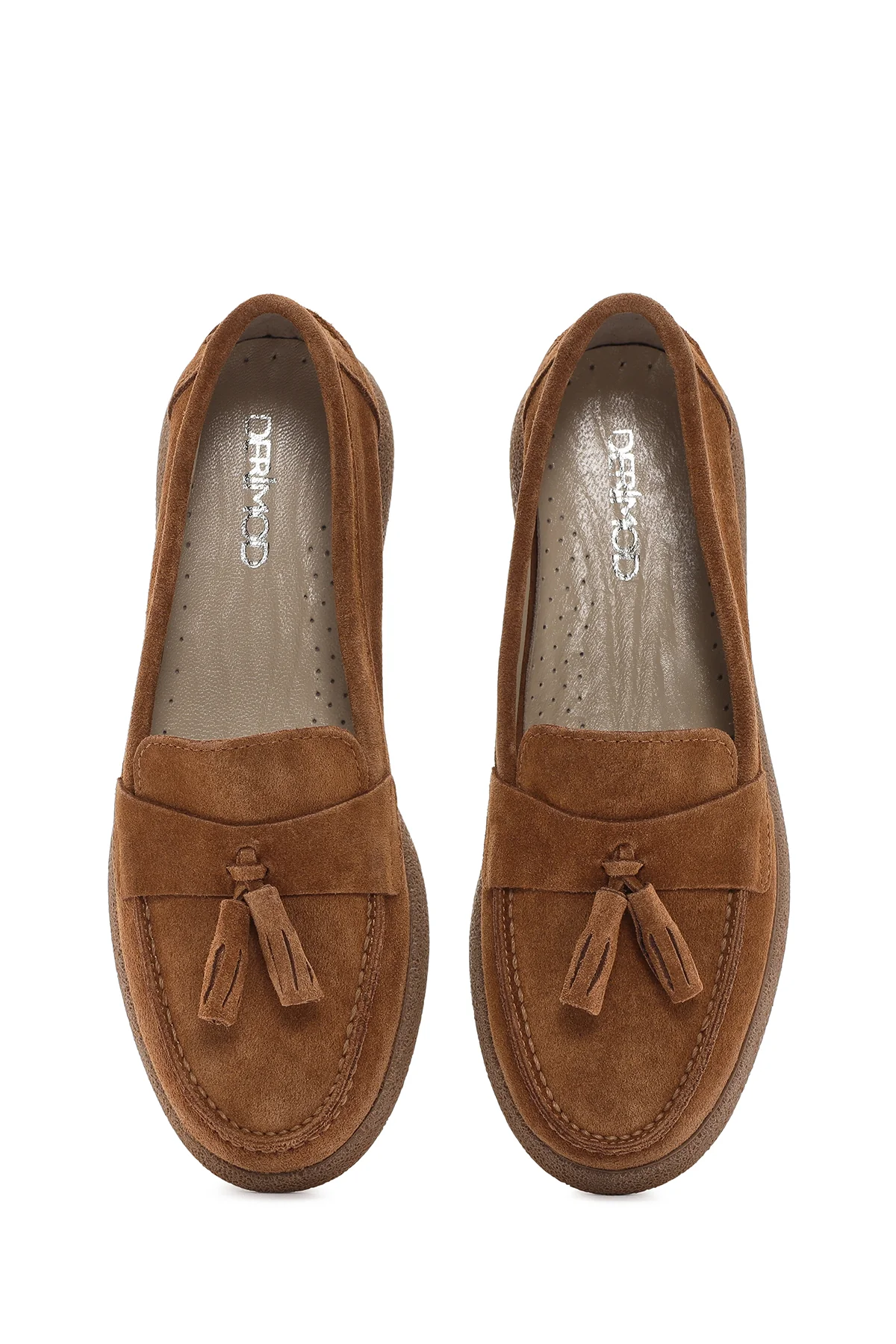 Kadın Taba Süet Deri Comfort Loafer - Image 7
