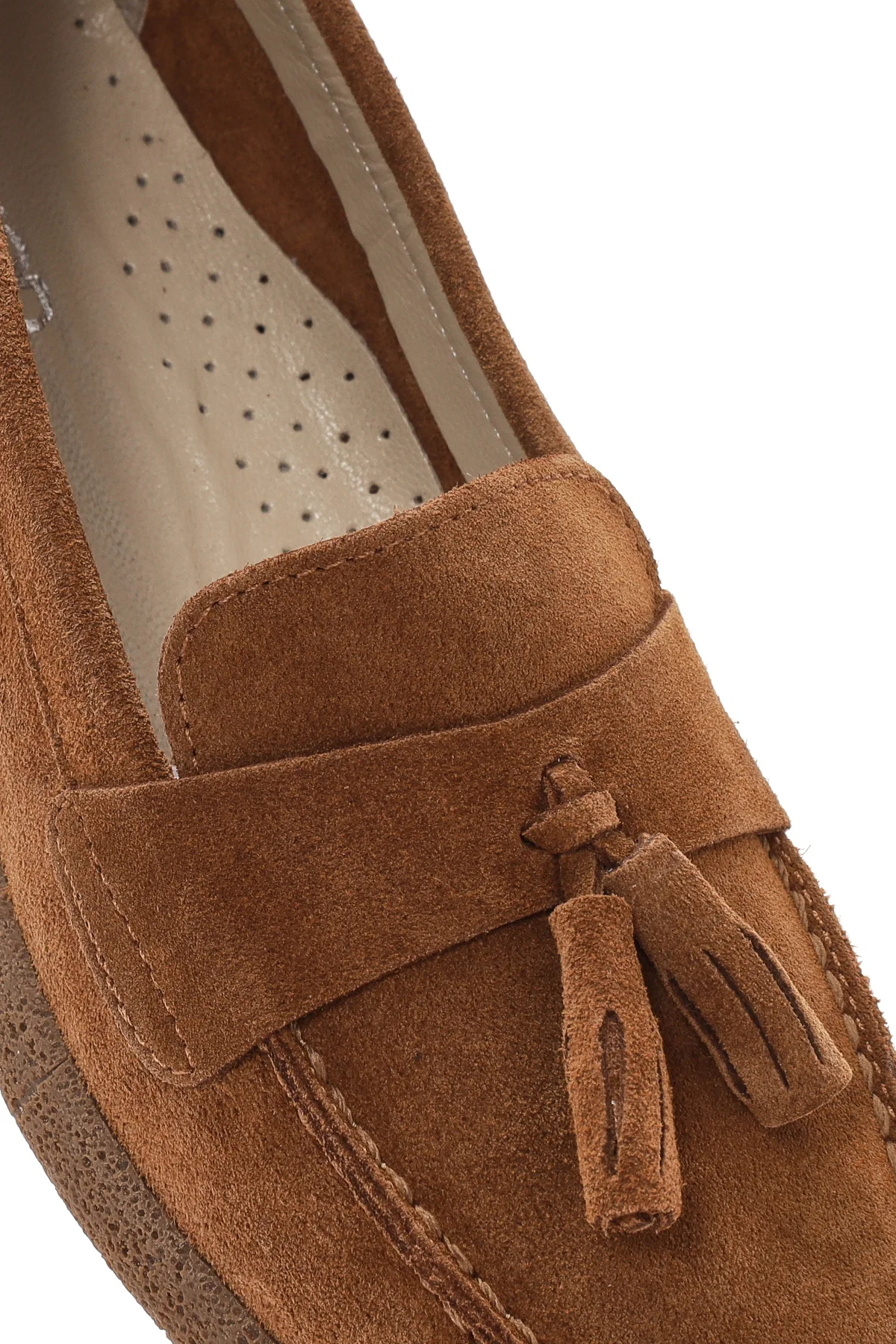 Kadın Taba Süet Deri Comfort Loafer - Image 9