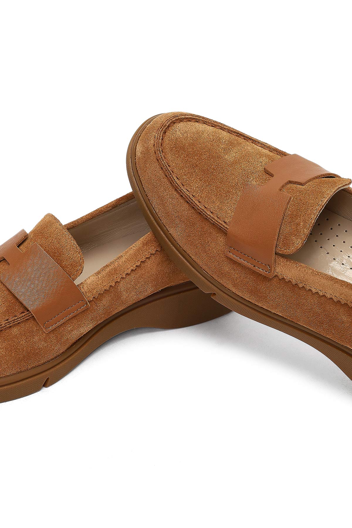 Kadın Taba Süet Deri Comfort Loafer - Image 10