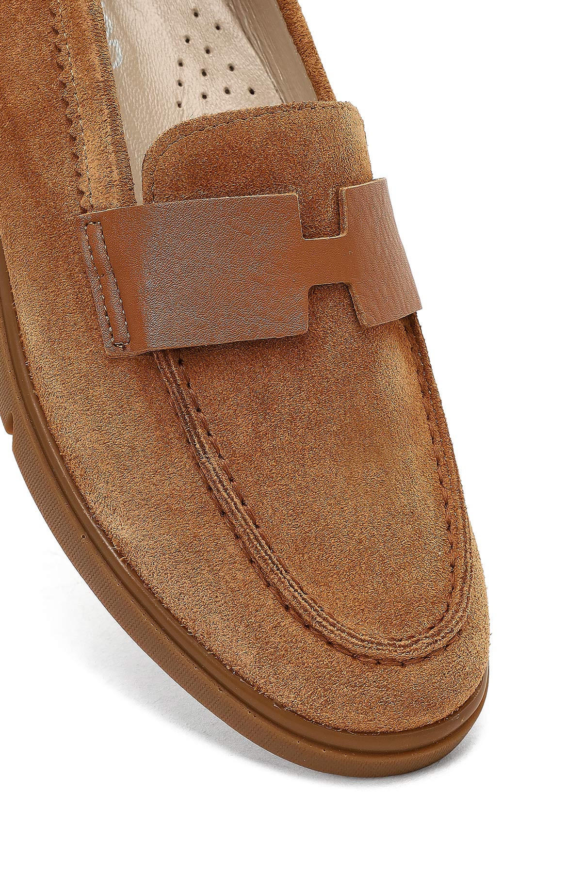 Kadın Taba Süet Deri Comfort Loafer - Image 9