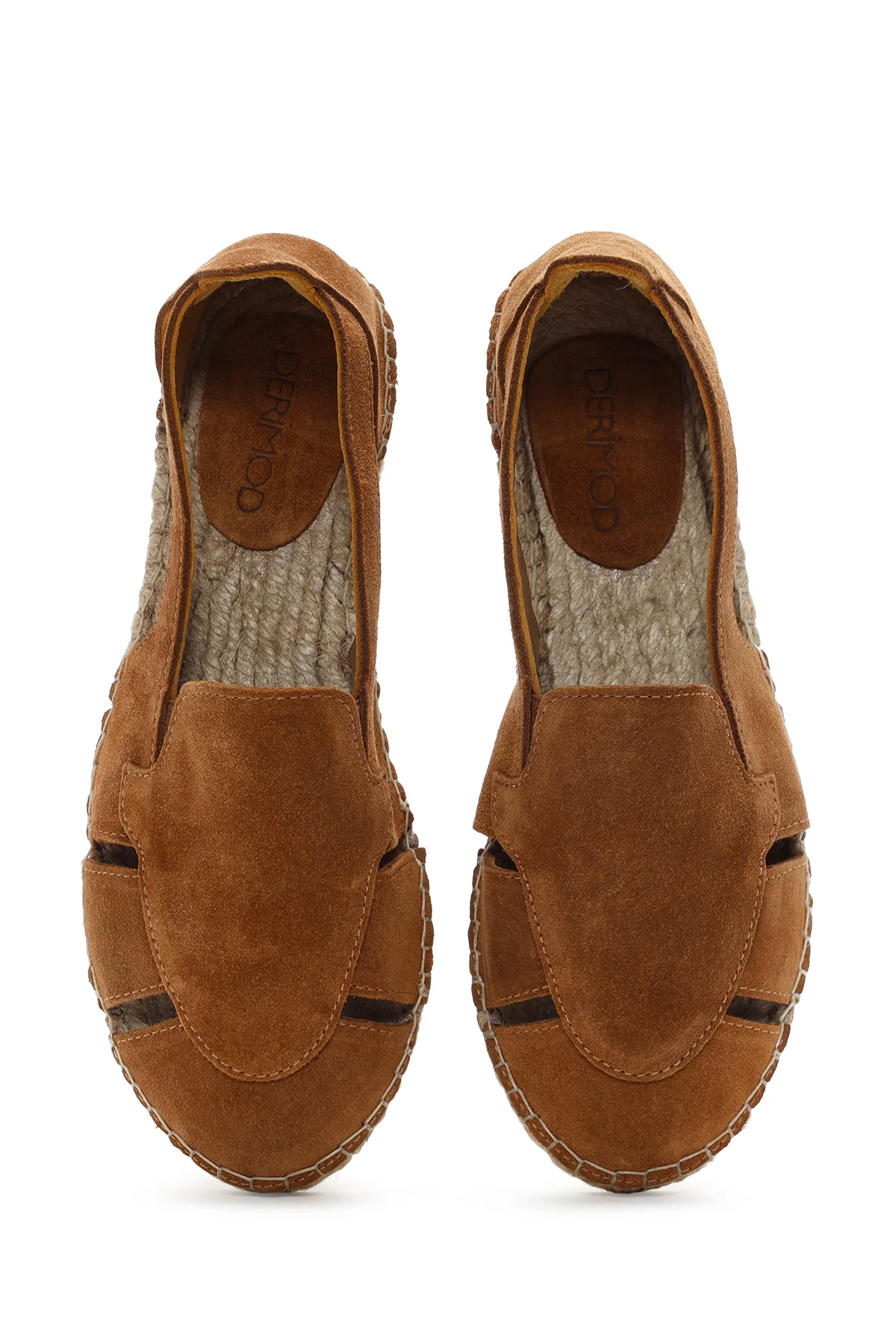 Kadın Taba Süet Deri Espadril - Image 6