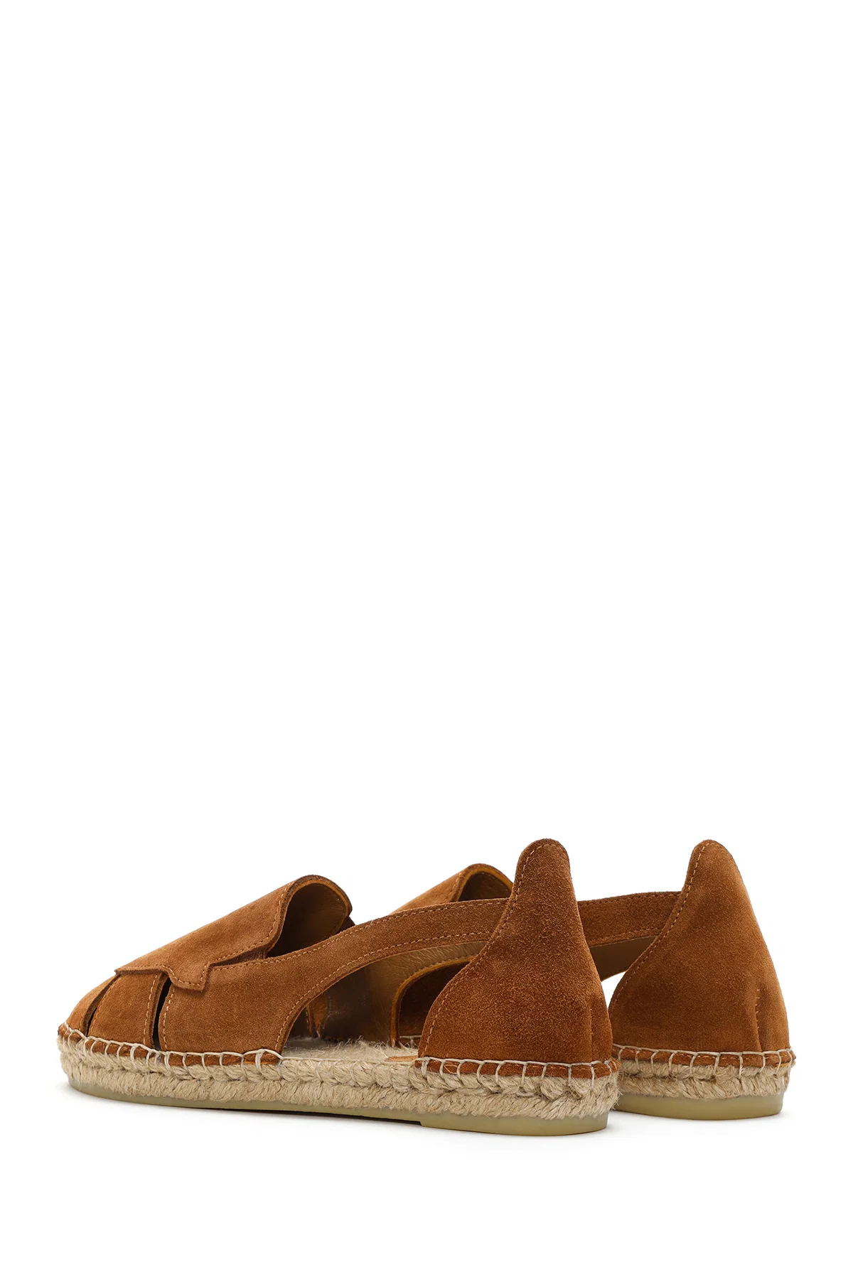 Kadın Taba Süet Deri Espadril Sandalet - Image 5
