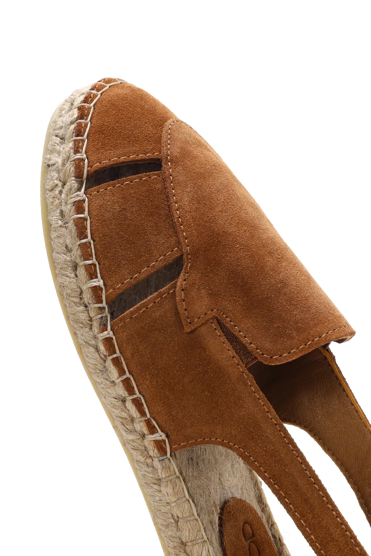 Kadın Taba Süet Deri Espadril Sandalet - Image 7