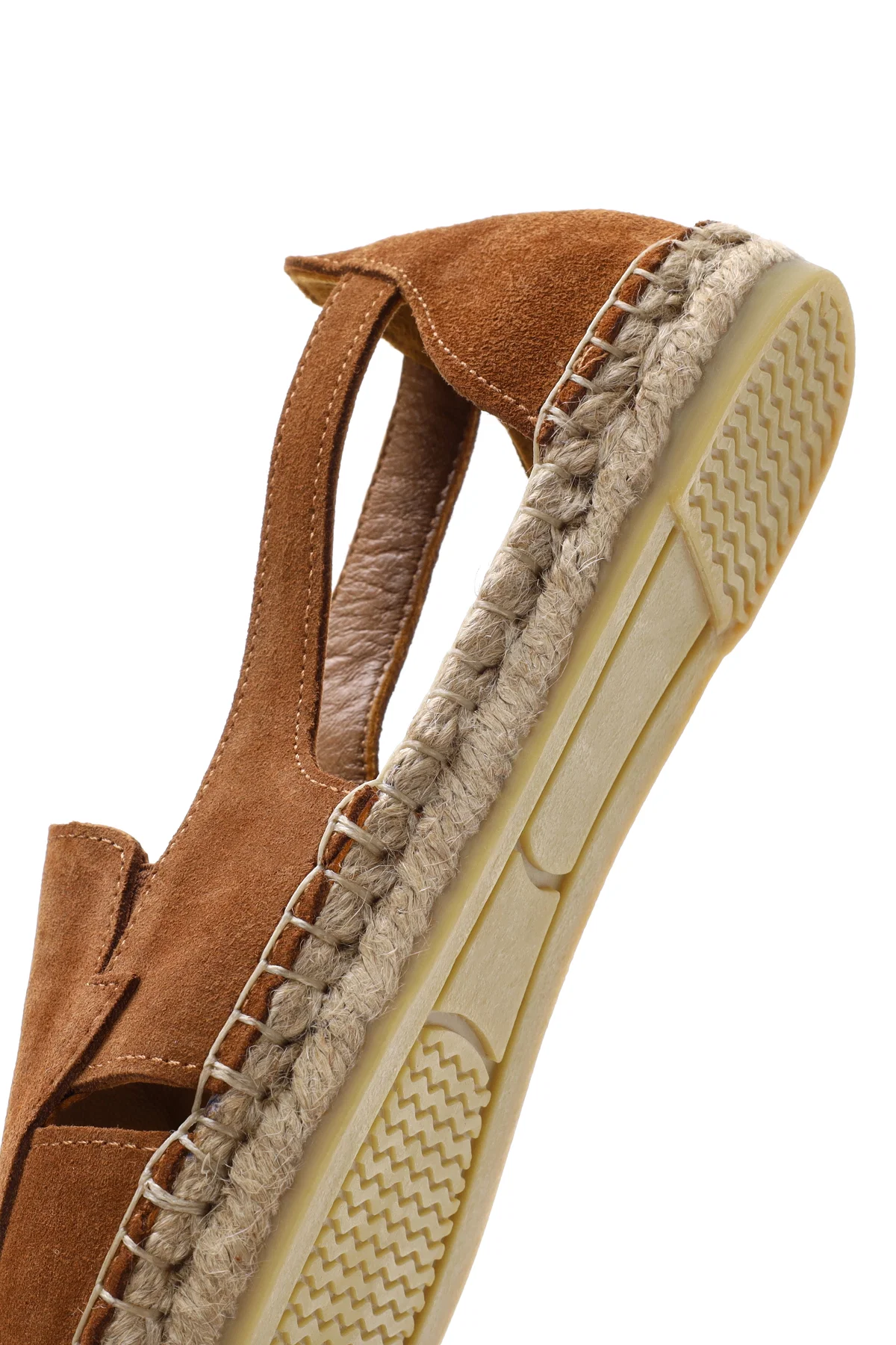 Kadın Taba Süet Deri Espadril Sandalet - Image 8