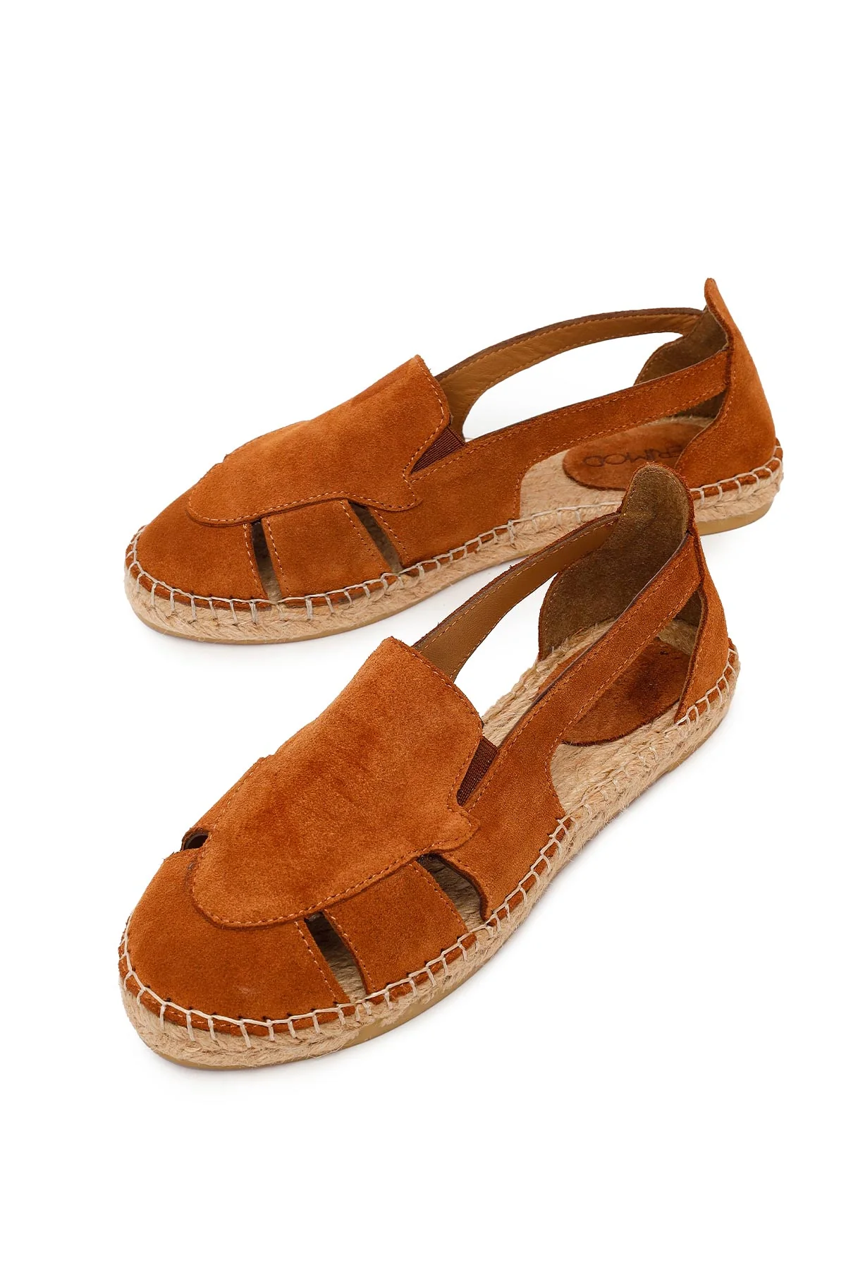 Kadın Taba Süet Deri Espadril Sandalet - Image 10