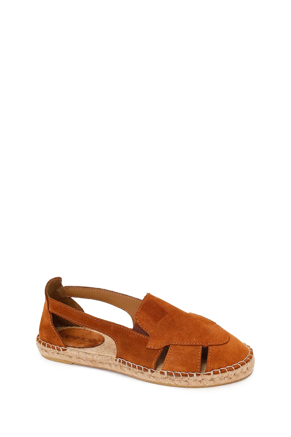 Kadın Taba Süet Deri Espadril Sandalet - Image 7