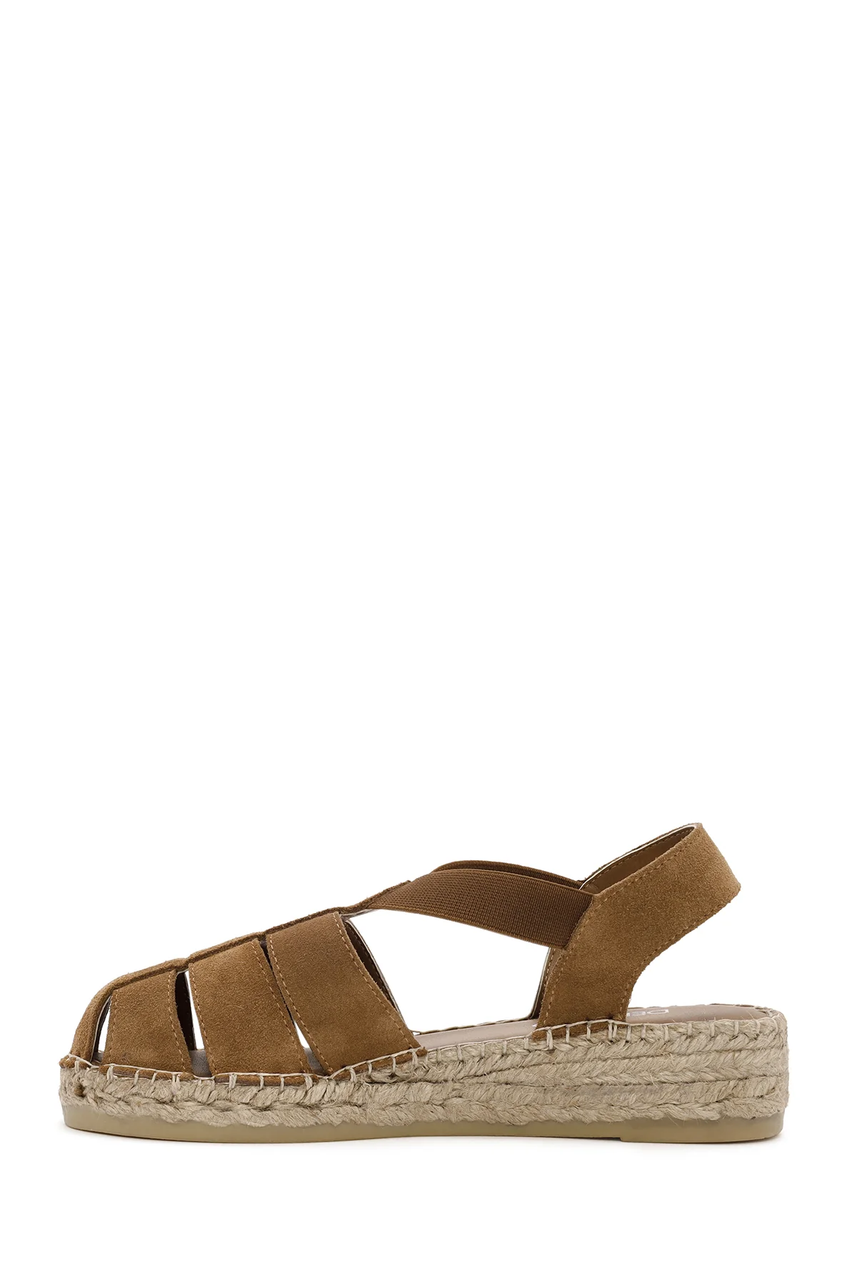 Kadın Taba Süet Deri Espadril Sandalet - Image 3