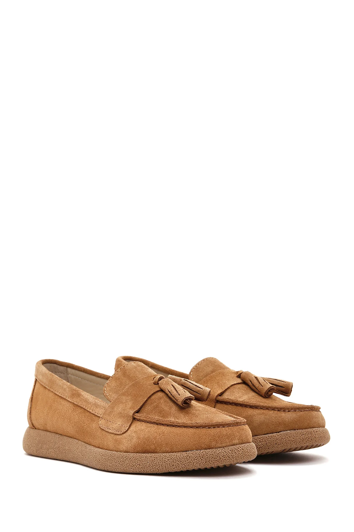 Kadın Taba Süet Deri Konfor Loafer - Image 2