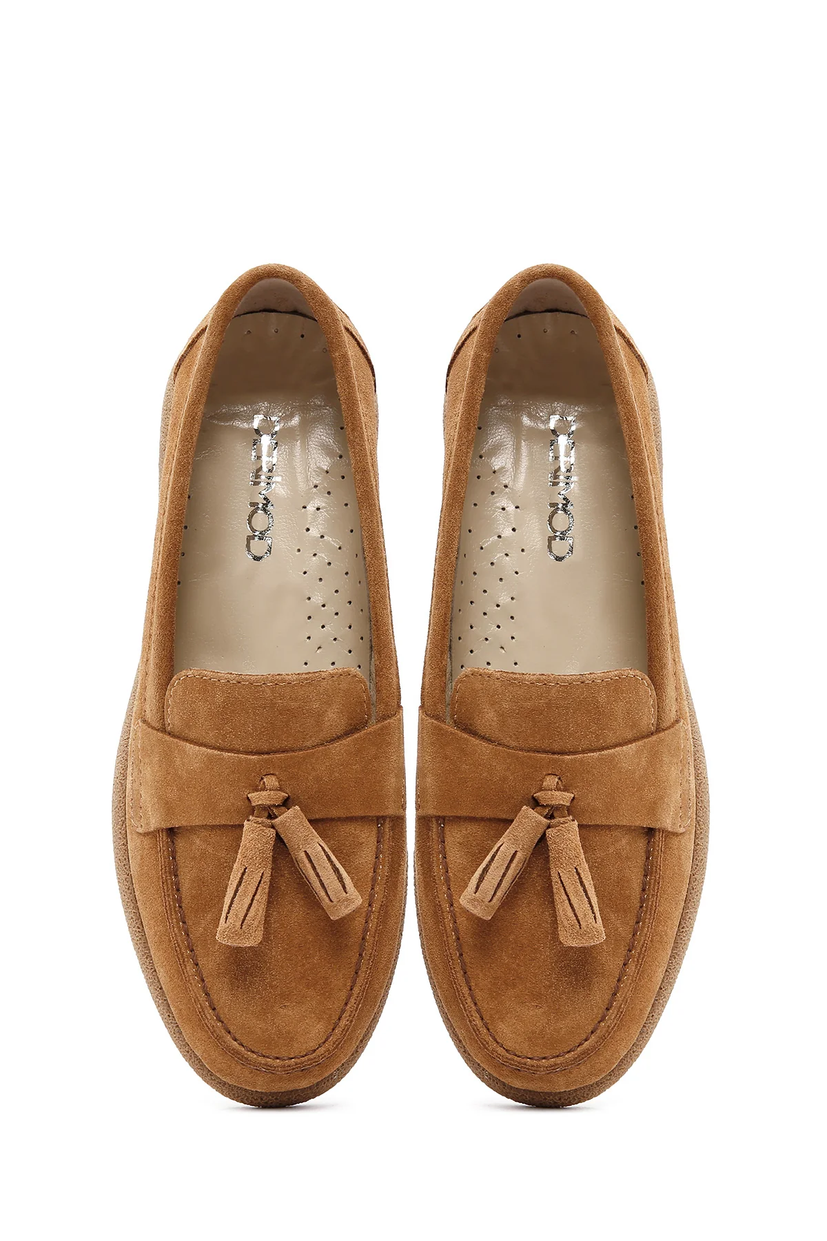 Kadın Taba Süet Deri Konfor Loafer - Image 4
